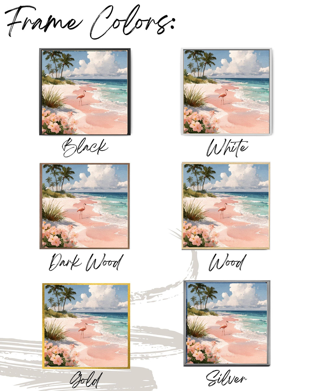 Flamingo Beach Watercolor Canvas Wall Art – Tropical Coastal Décor