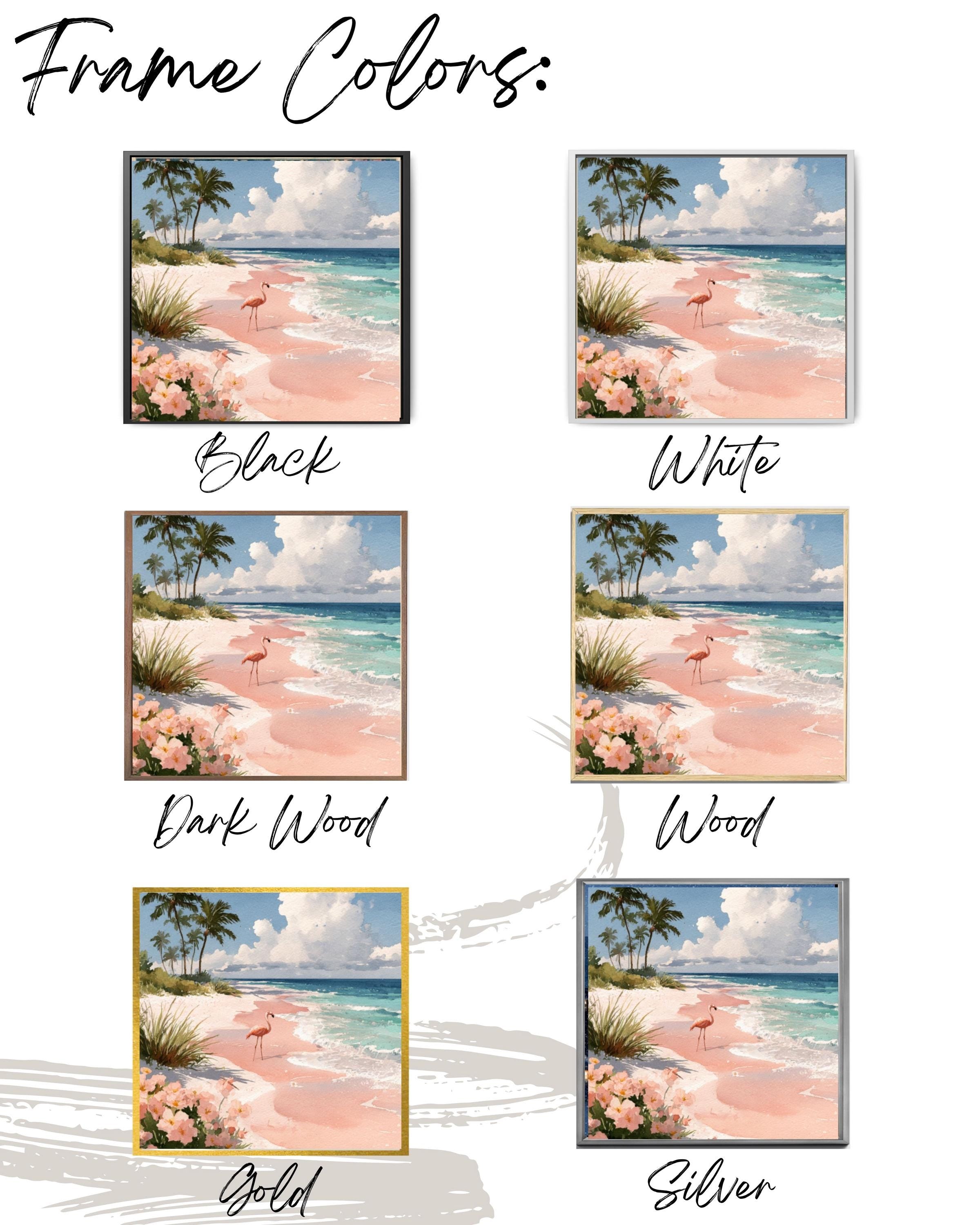 Flamingo Beach Watercolor Canvas Wall Art – Tropical Coastal Décor