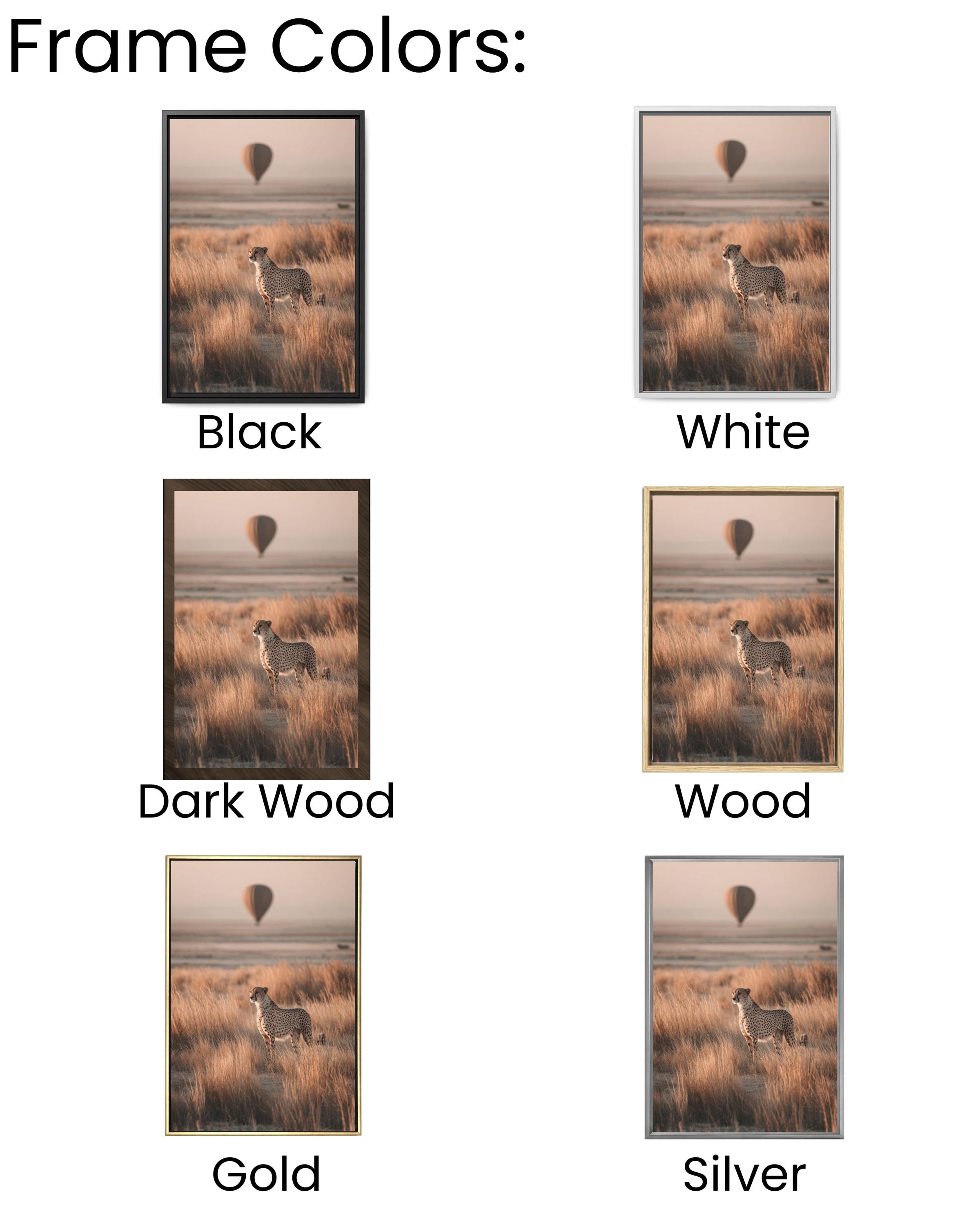 Cheetah and Hot Air Balloon Wall Art – Beige Safari Landscape Canvas