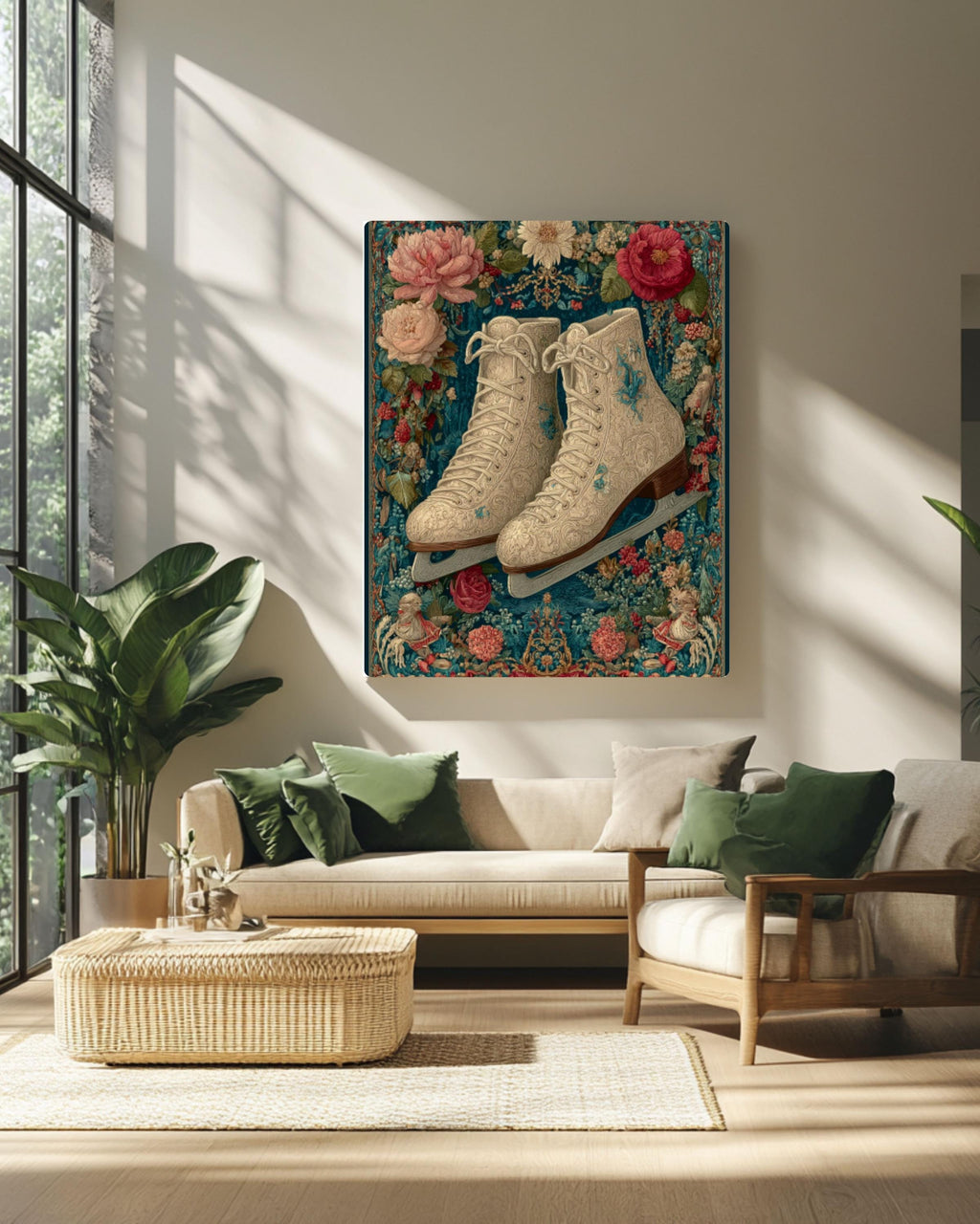 Victorian Ice Skates Art Print â€“ Tapestry Christmas Decor Canvas Wall Art Print – Premium Home Decor