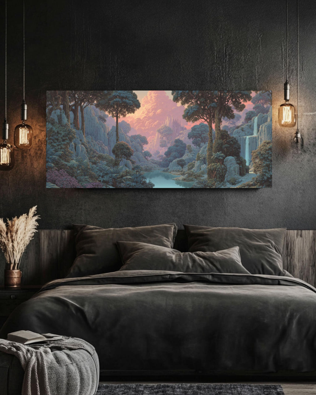 Fantasy Forest Landscape Canvas Art â€“ Roger Dean & Alex Grey Style Canvas Wall Art Print – Premium Home Decor
