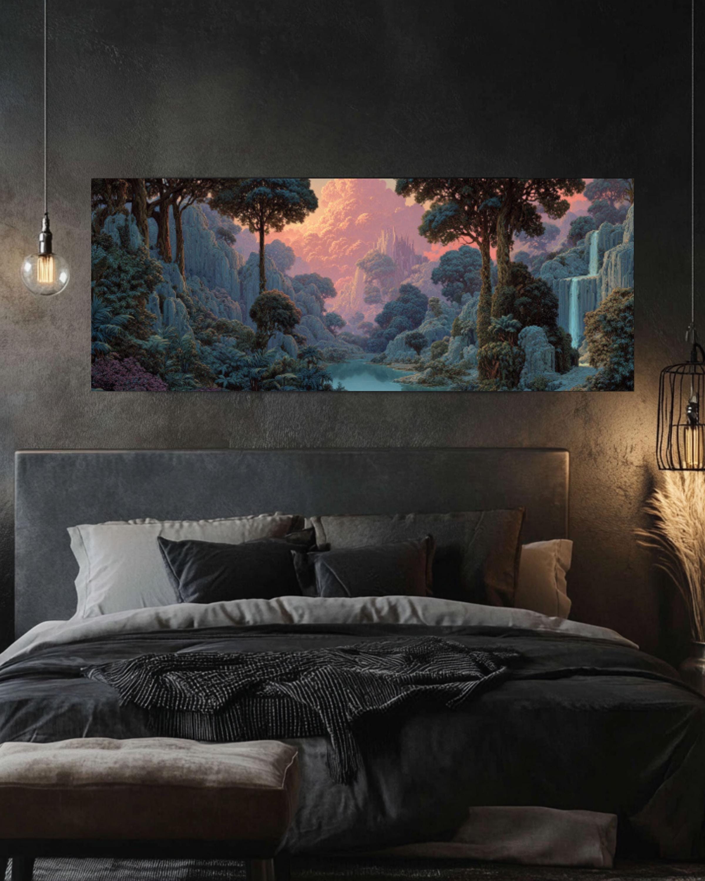 Fantasy Forest Landscape Canvas Art â€“ Roger Dean & Alex Grey Style Canvas Wall Art Print – Premium Home Decor