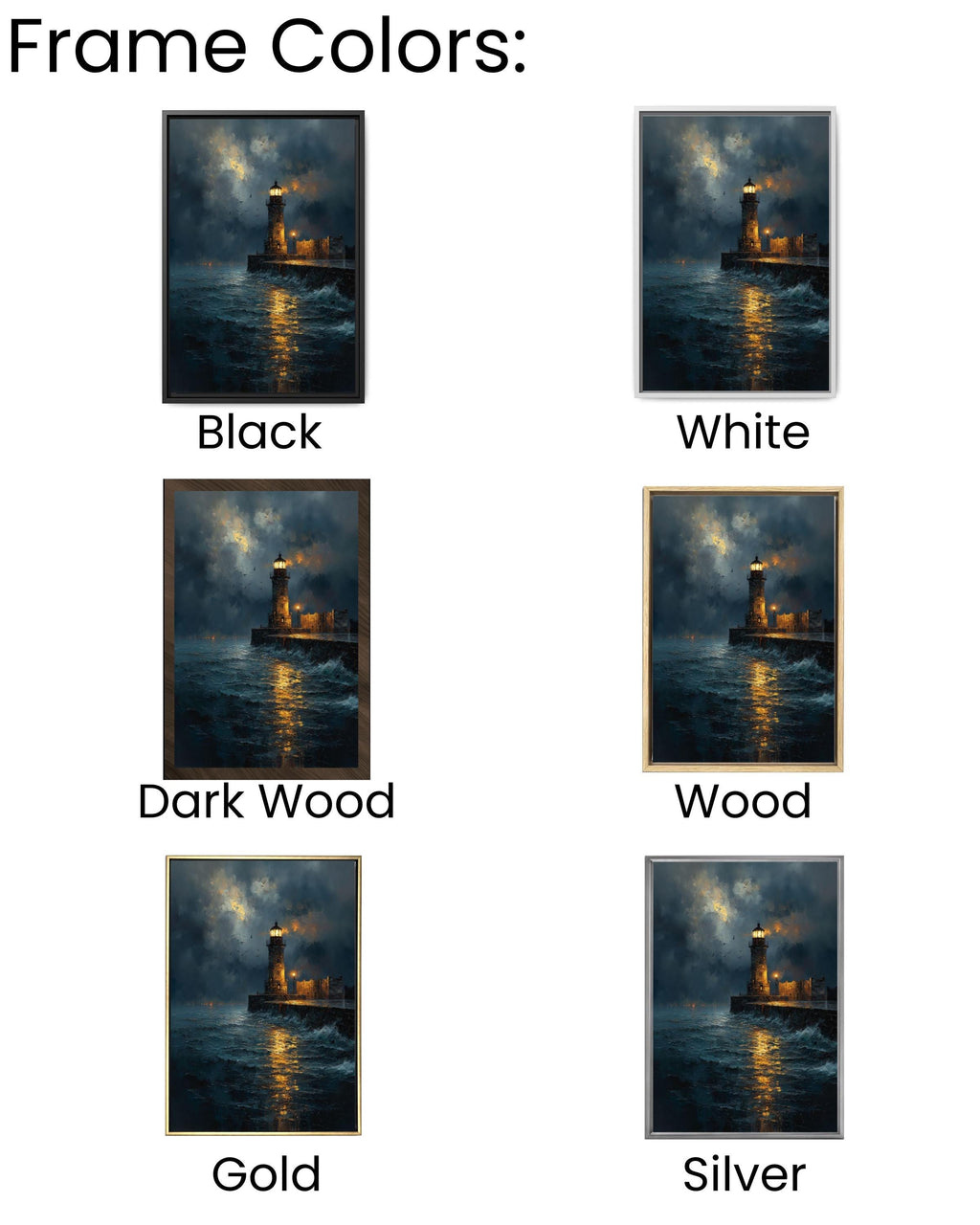 Stormy Lighthouse Seascape Canvas Wall Art – Dramatic Ocean Painting