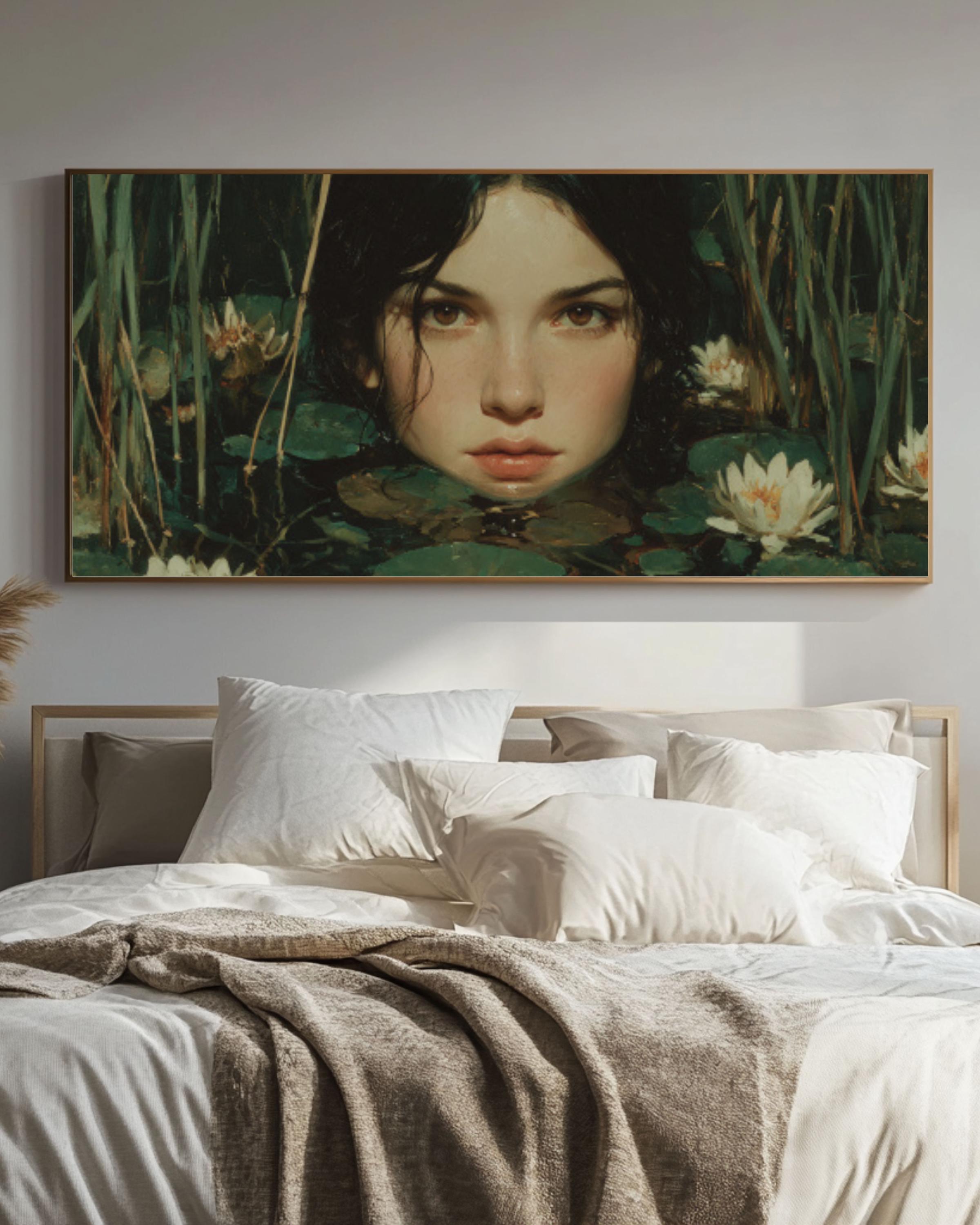 Mystical Girl by Lake Canvas Wall Art – Hyper Realistic Fantasy Painting