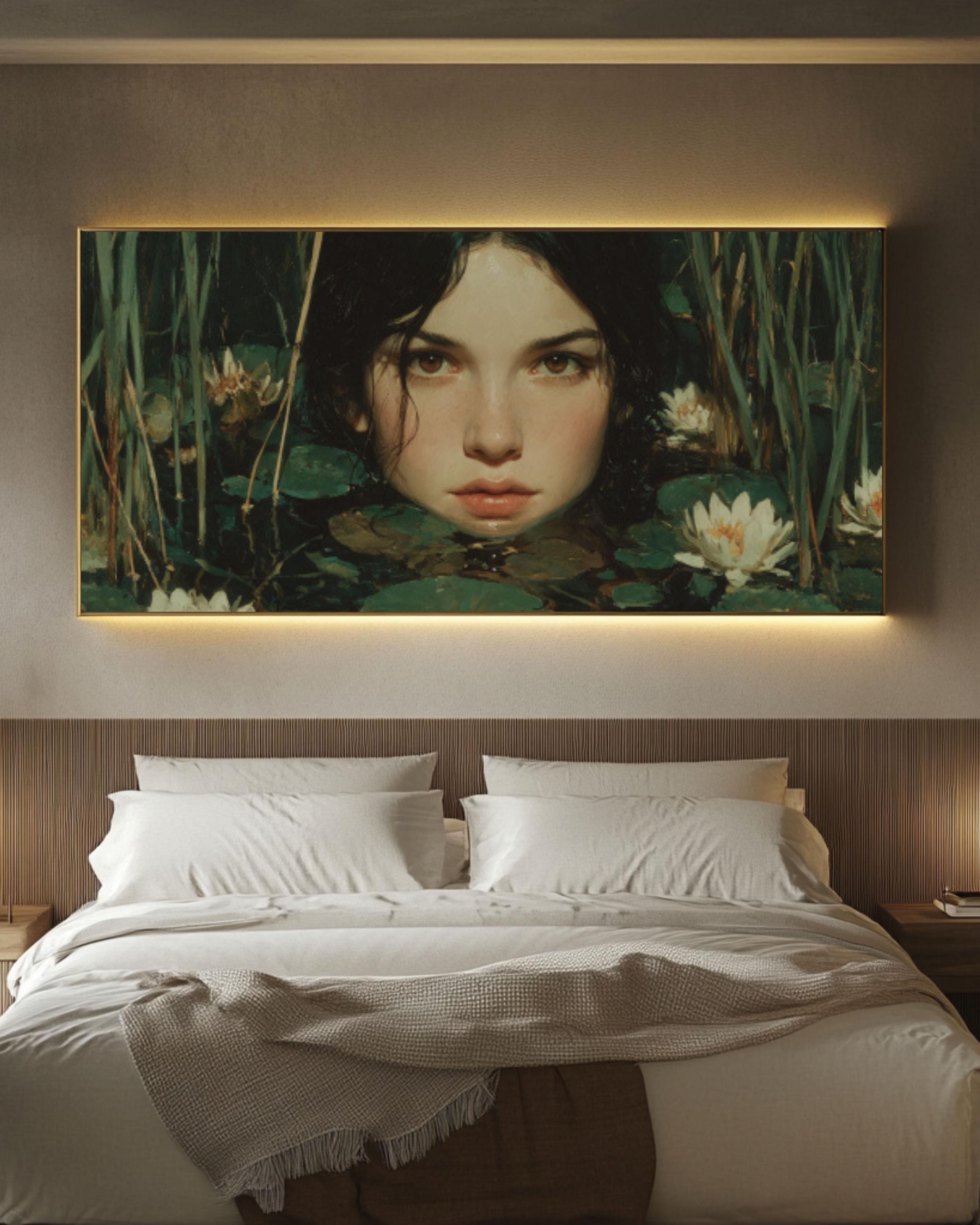 Mystical Girl by Lake Canvas Wall Art – Hyper Realistic Fantasy Painting