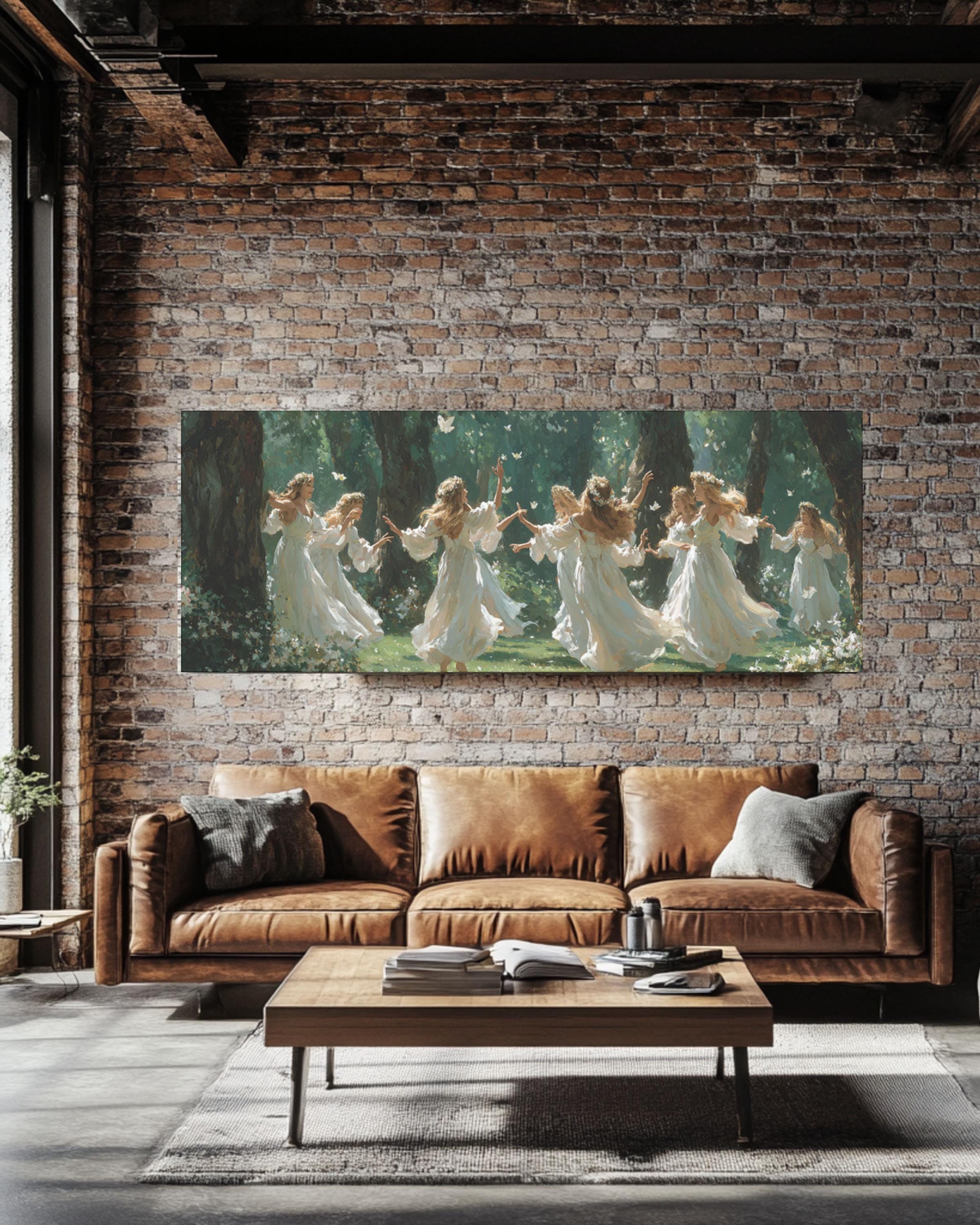 Dancing Forest Fairies Canvas Wall Art – Ethereal Fantasy Print