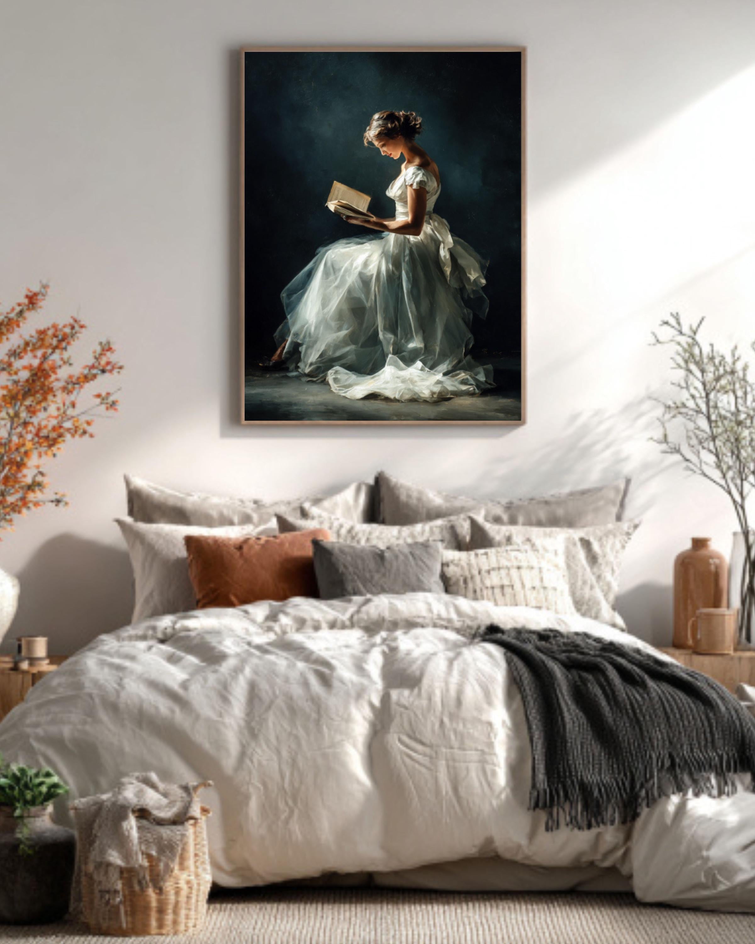 Woman Reading Oil Painting â€“ Sargent Style, Minimalist Portrait Print Canvas Wall Art Print – Premium Home Decor