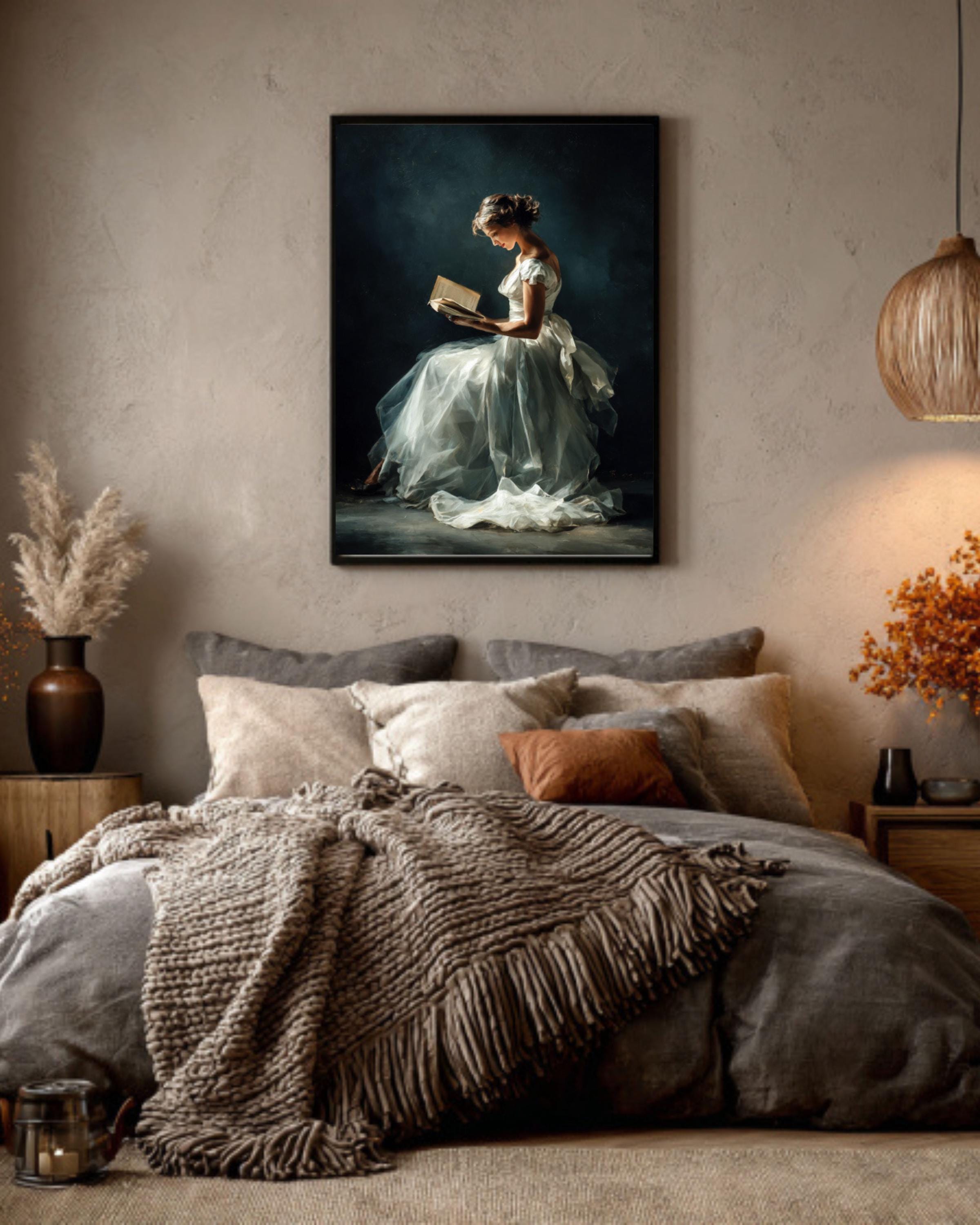 Woman Reading Oil Painting â€“ Sargent Style, Minimalist Portrait Print Canvas Wall Art Print – Premium Home Decor