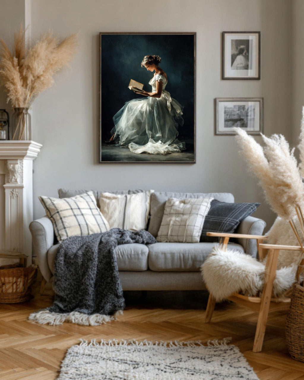 Woman Reading Oil Painting â€“ Sargent Style, Minimalist Portrait Print Canvas Wall Art Print – Premium Home Decor