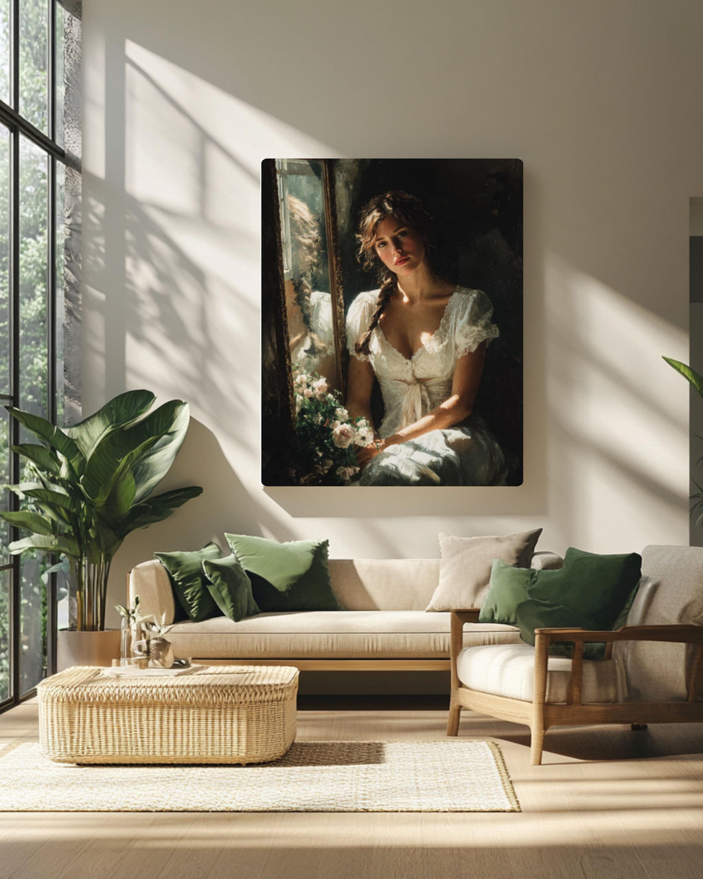 Woman by Window Portrait â€“ Romantic Realism Canvas Art Print Canvas Wall Art Print – Premium Home Decor
