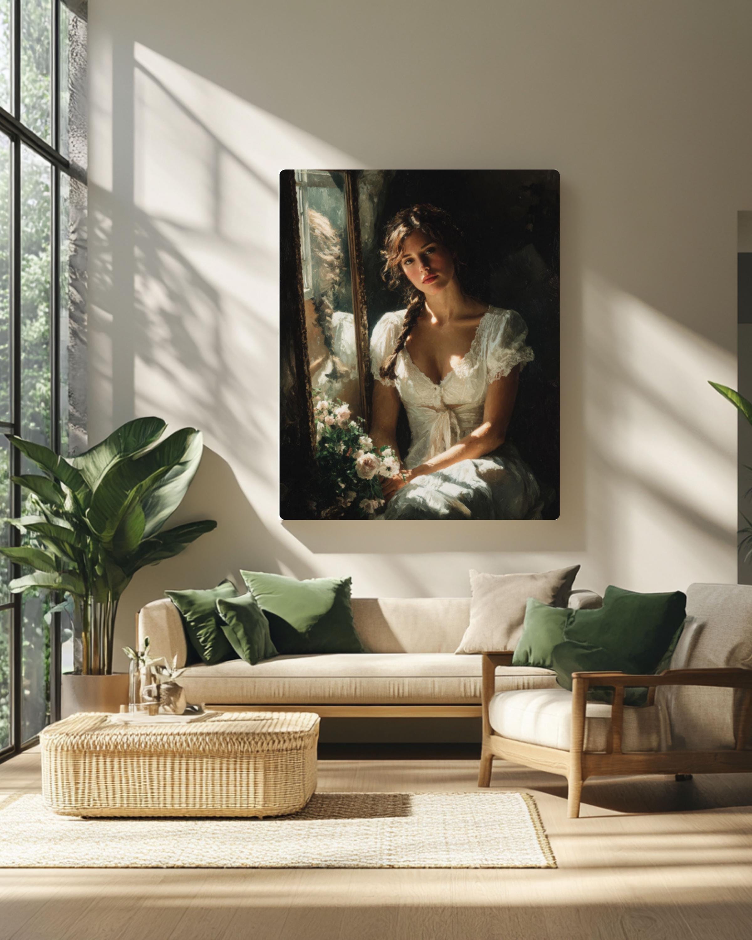 Woman by Window Portrait â€“ Romantic Realism Canvas Art Print Canvas Wall Art Print – Premium Home Decor