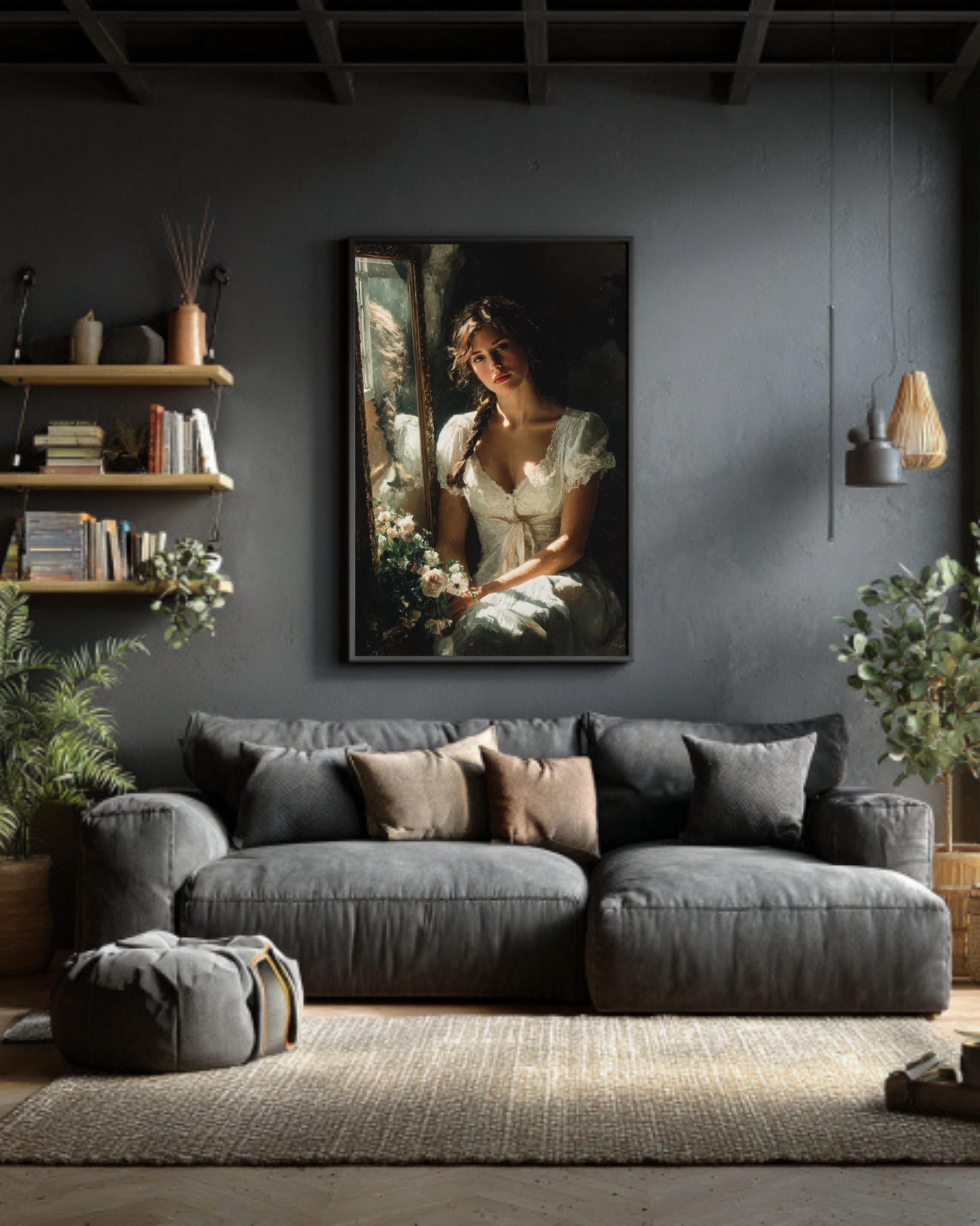 Woman by Window Portrait â€“ Romantic Realism Canvas Art Print Canvas Wall Art Print – Premium Home Decor