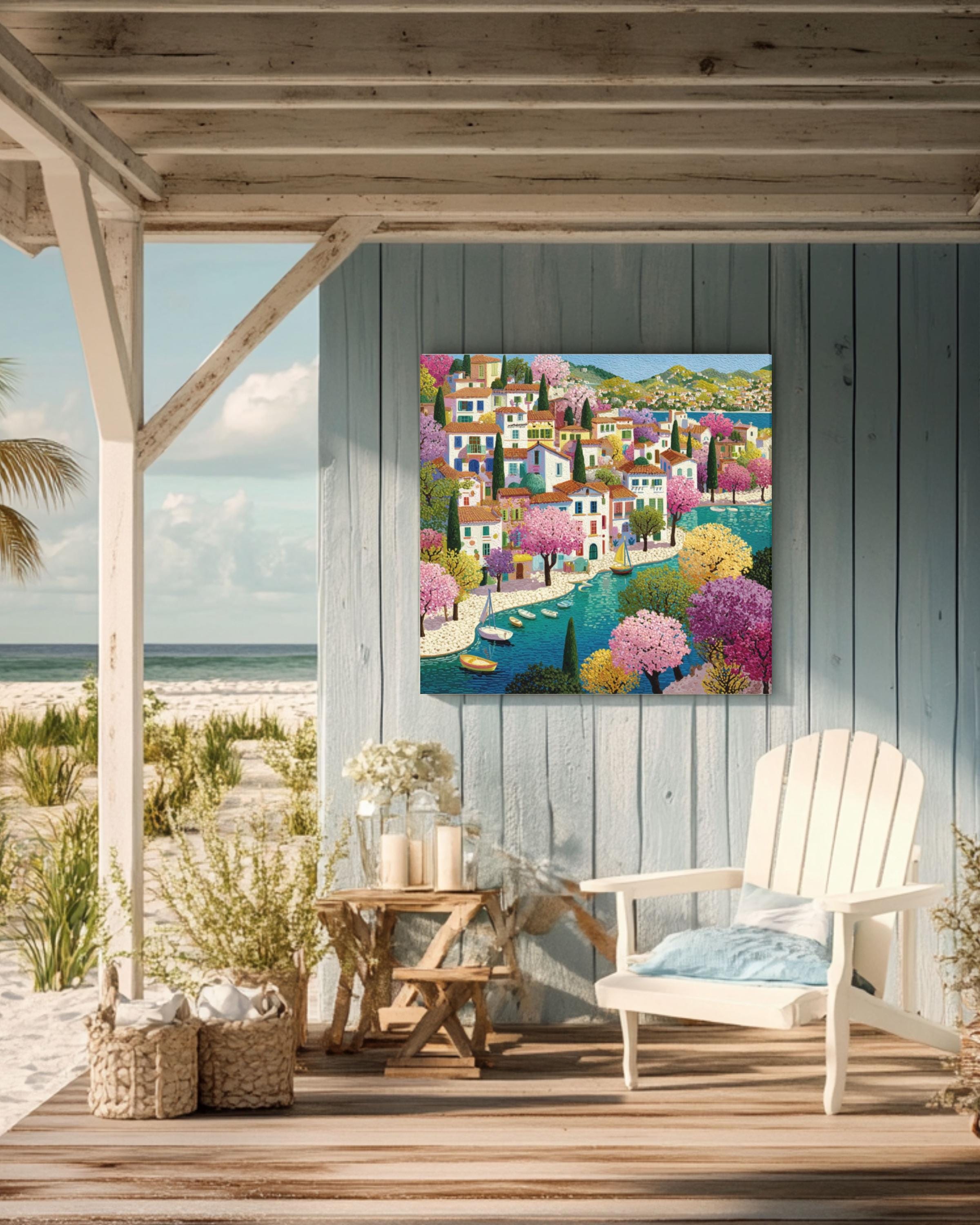 Matisse Style Town Scene â€“ Colorful Naive Art Print, Canvas or Framed Canvas Wall Art Print – Premium Home Decor