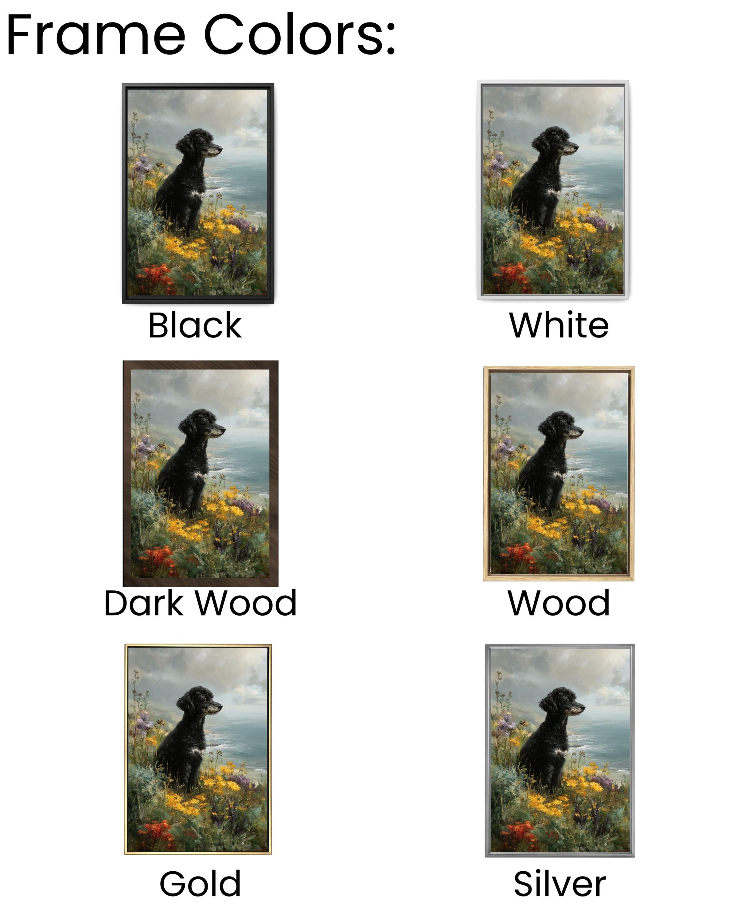 Black Poodle Coastal Portrait Canvas Art
