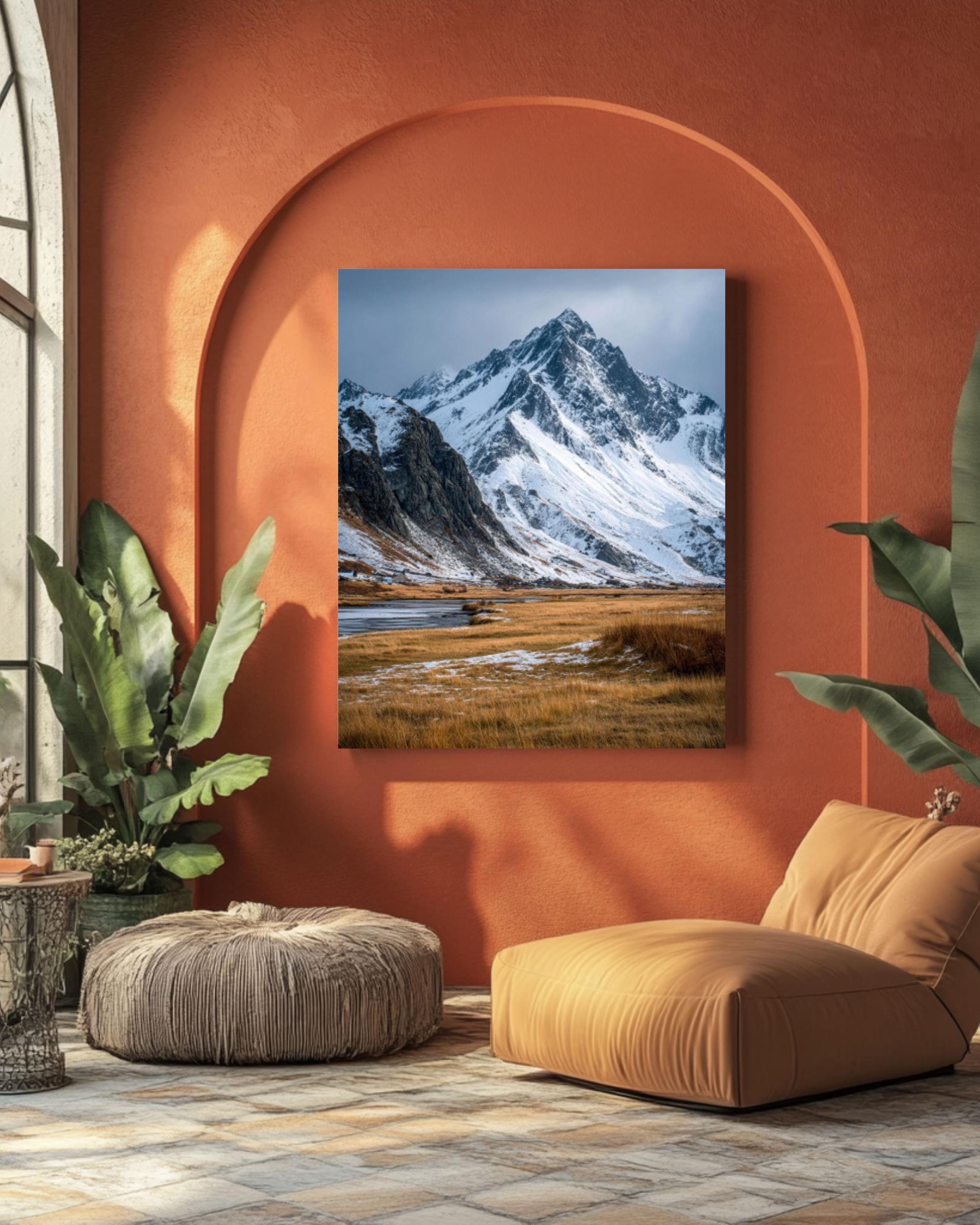 Snowy Nordic Mountain Landscape Photography Canvas Wall Art