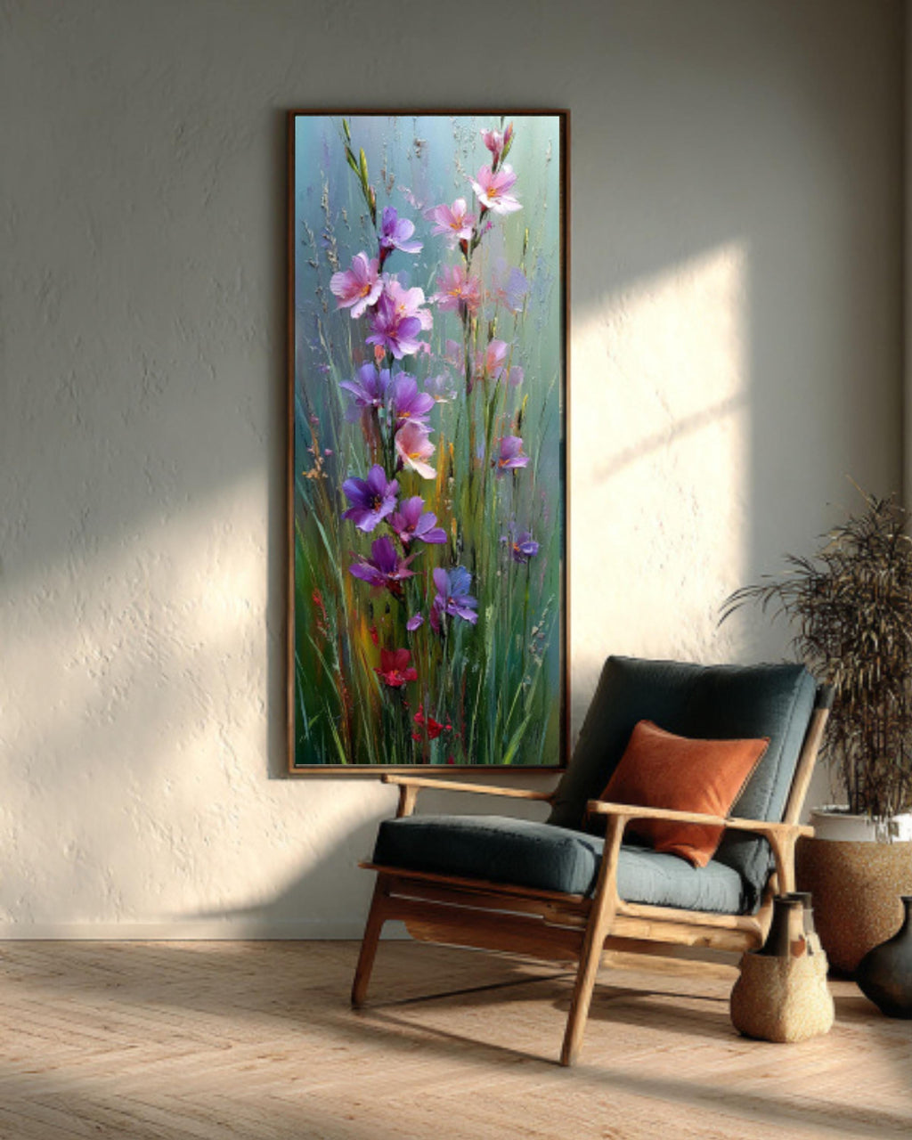Impressionist Purple Wildflower Meadow Canvas Wall Art