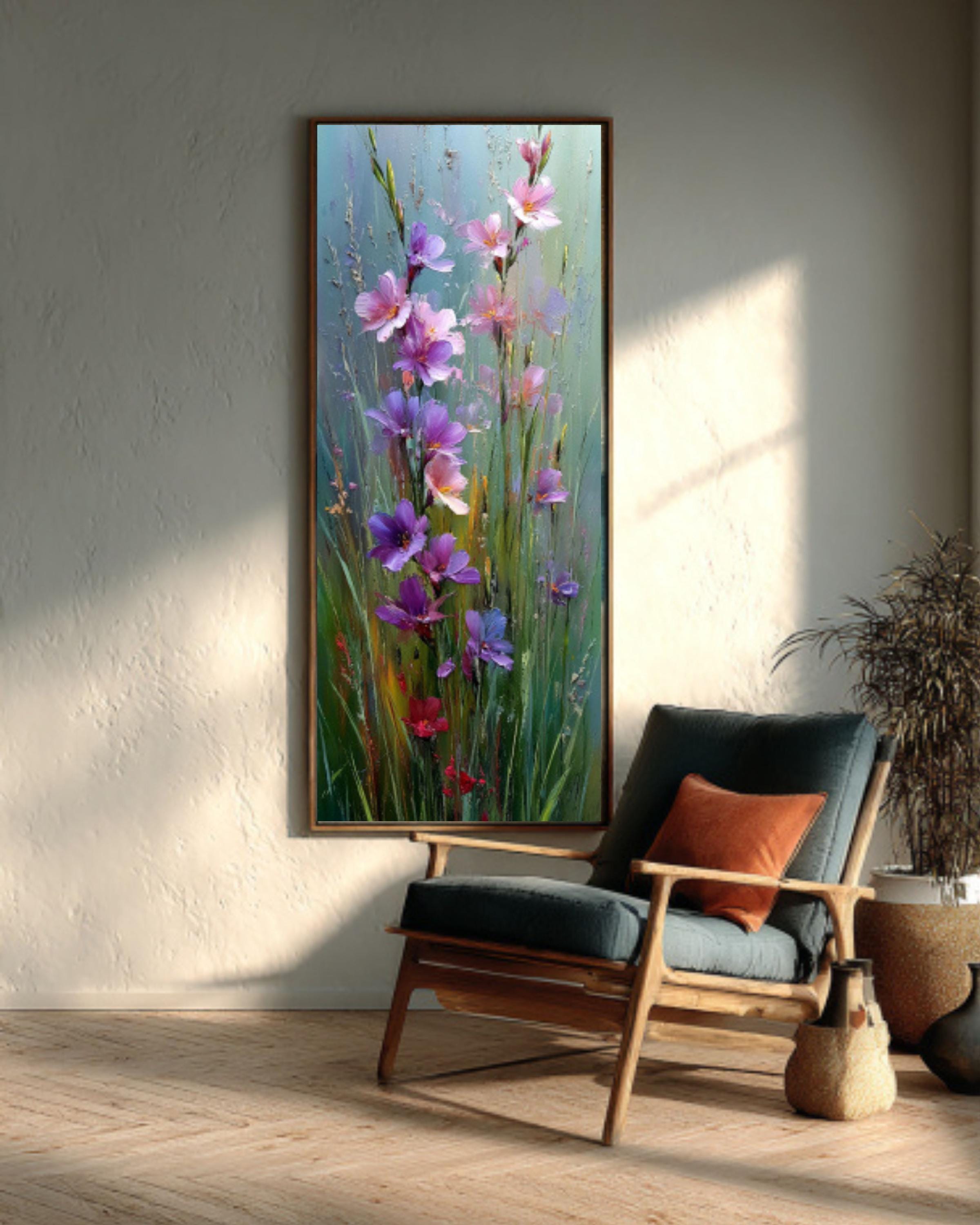 Impressionist Purple Wildflower Meadow Canvas Wall Art