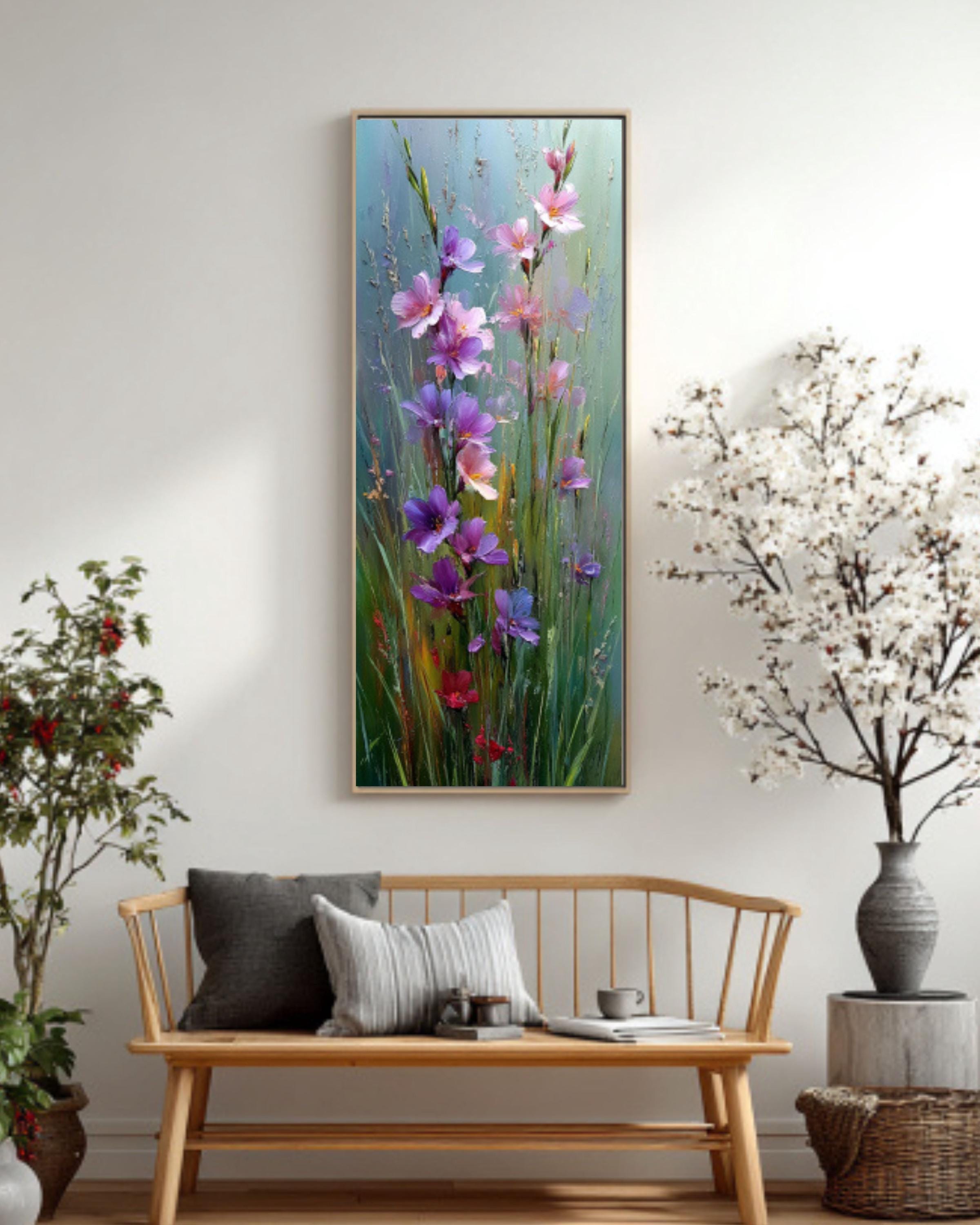 Impressionist Purple Wildflower Meadow Canvas Wall Art