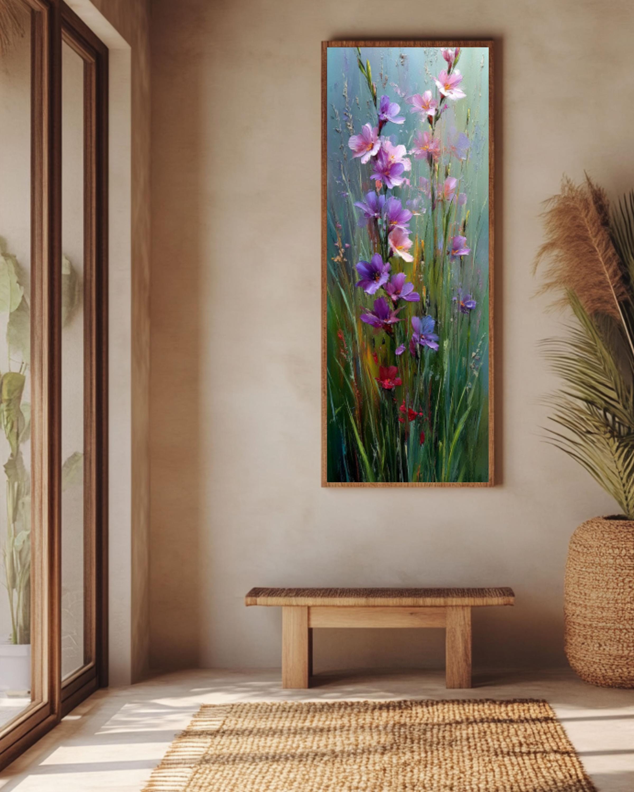 Impressionist Purple Wildflower Meadow Canvas Wall Art