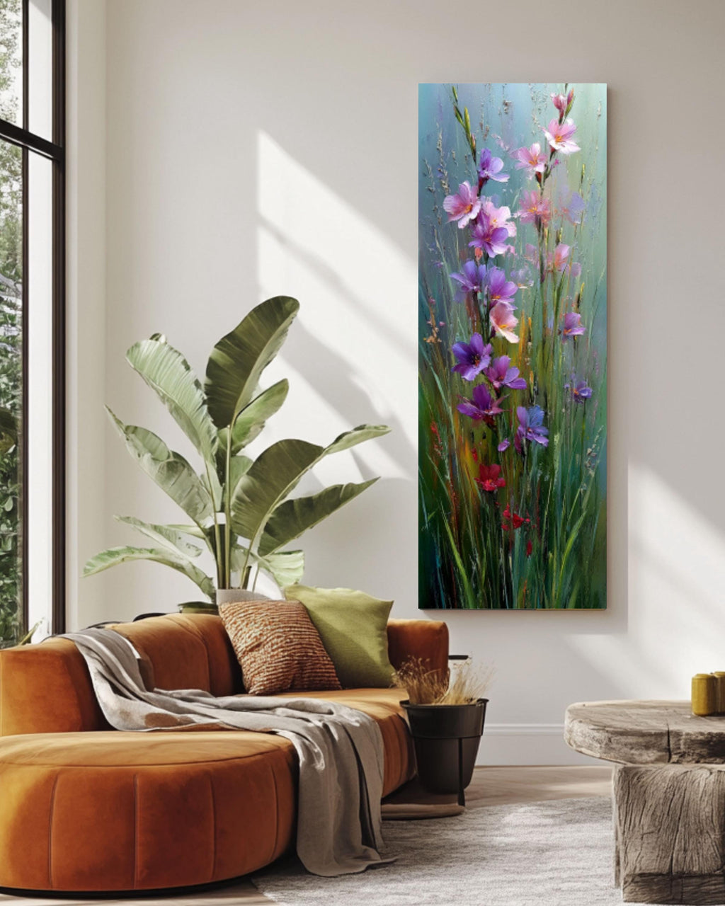Impressionist Purple Wildflower Meadow Canvas Wall Art