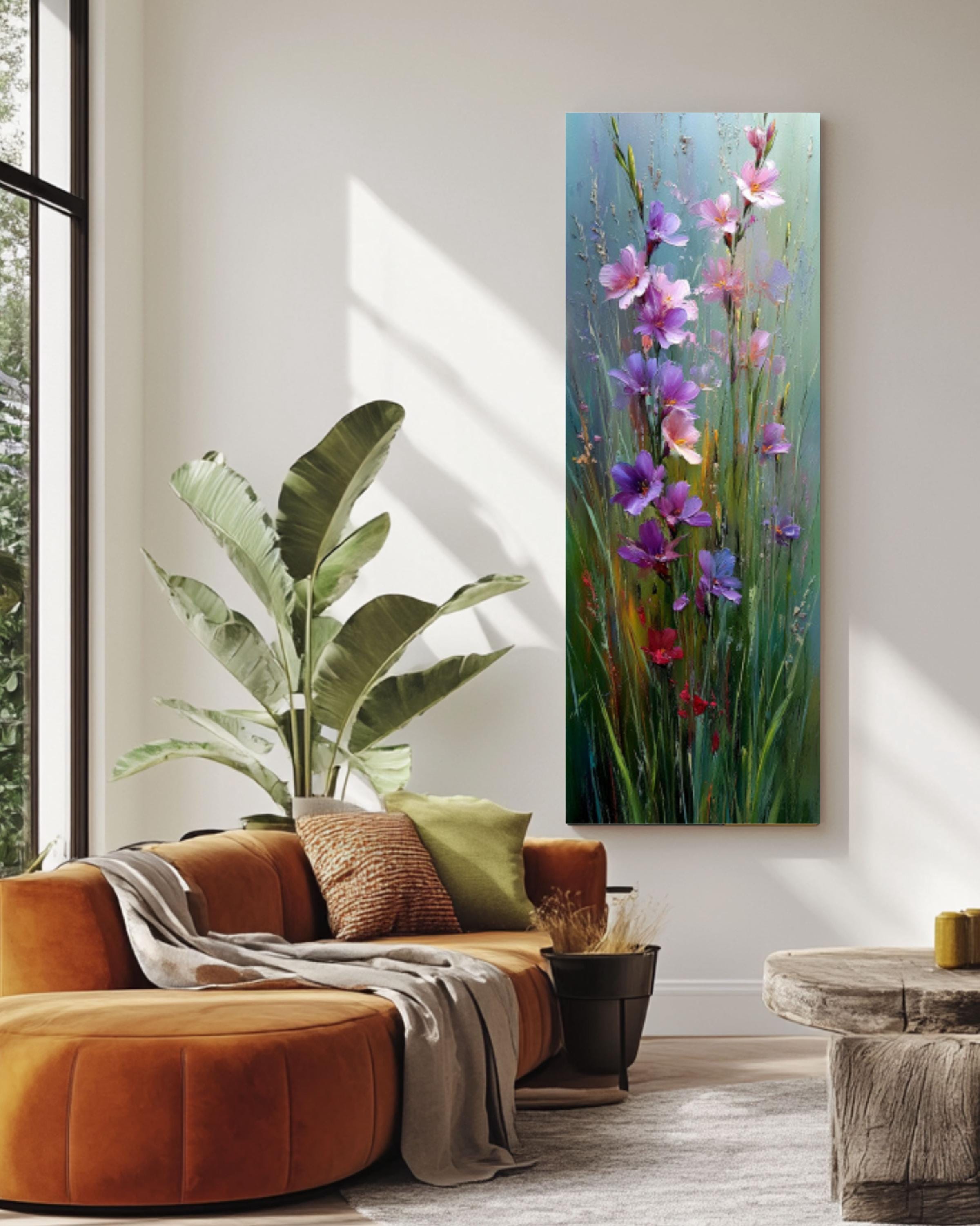 Impressionist Purple Wildflower Meadow Canvas Wall Art