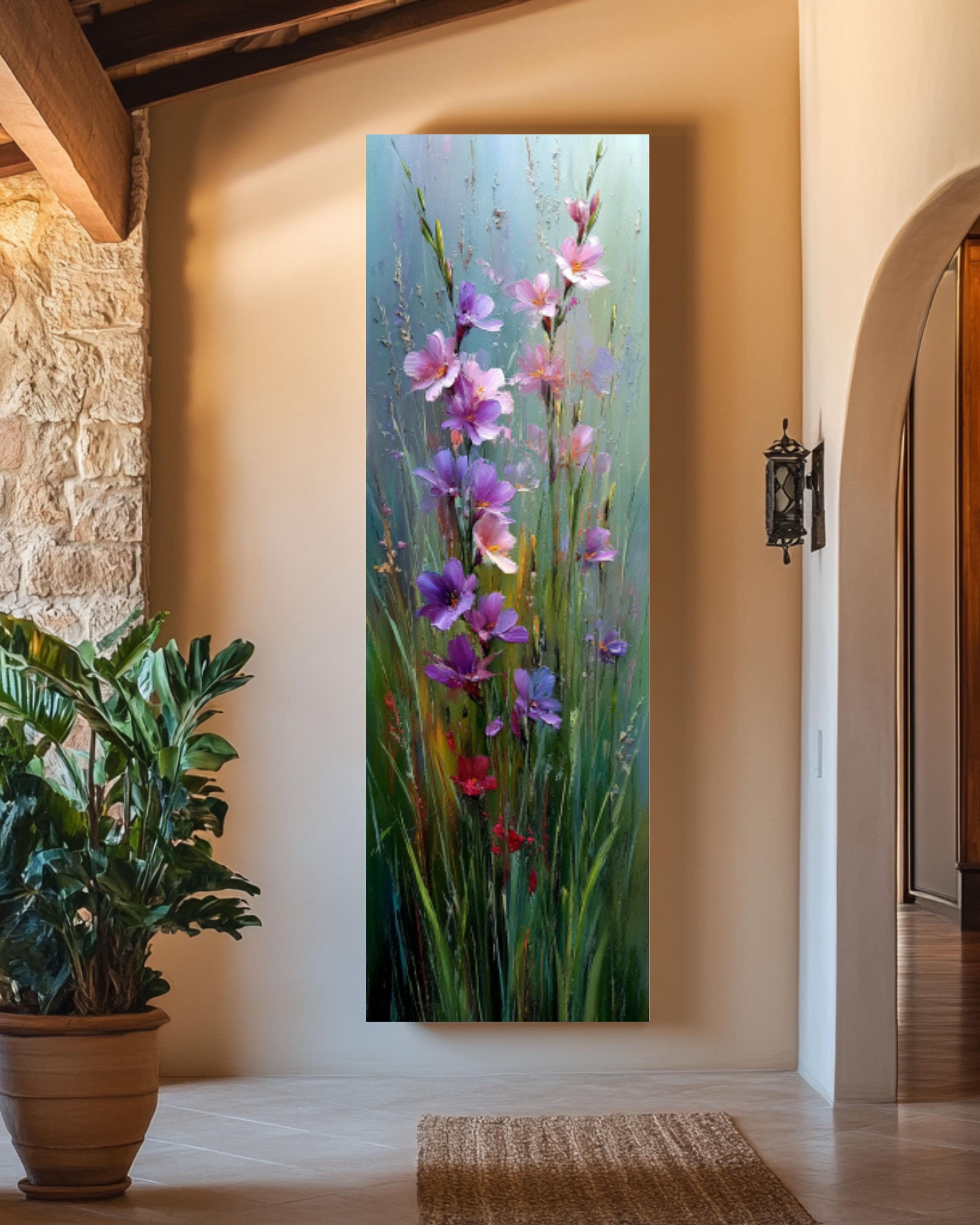 Impressionist Purple Wildflower Meadow Canvas Wall Art