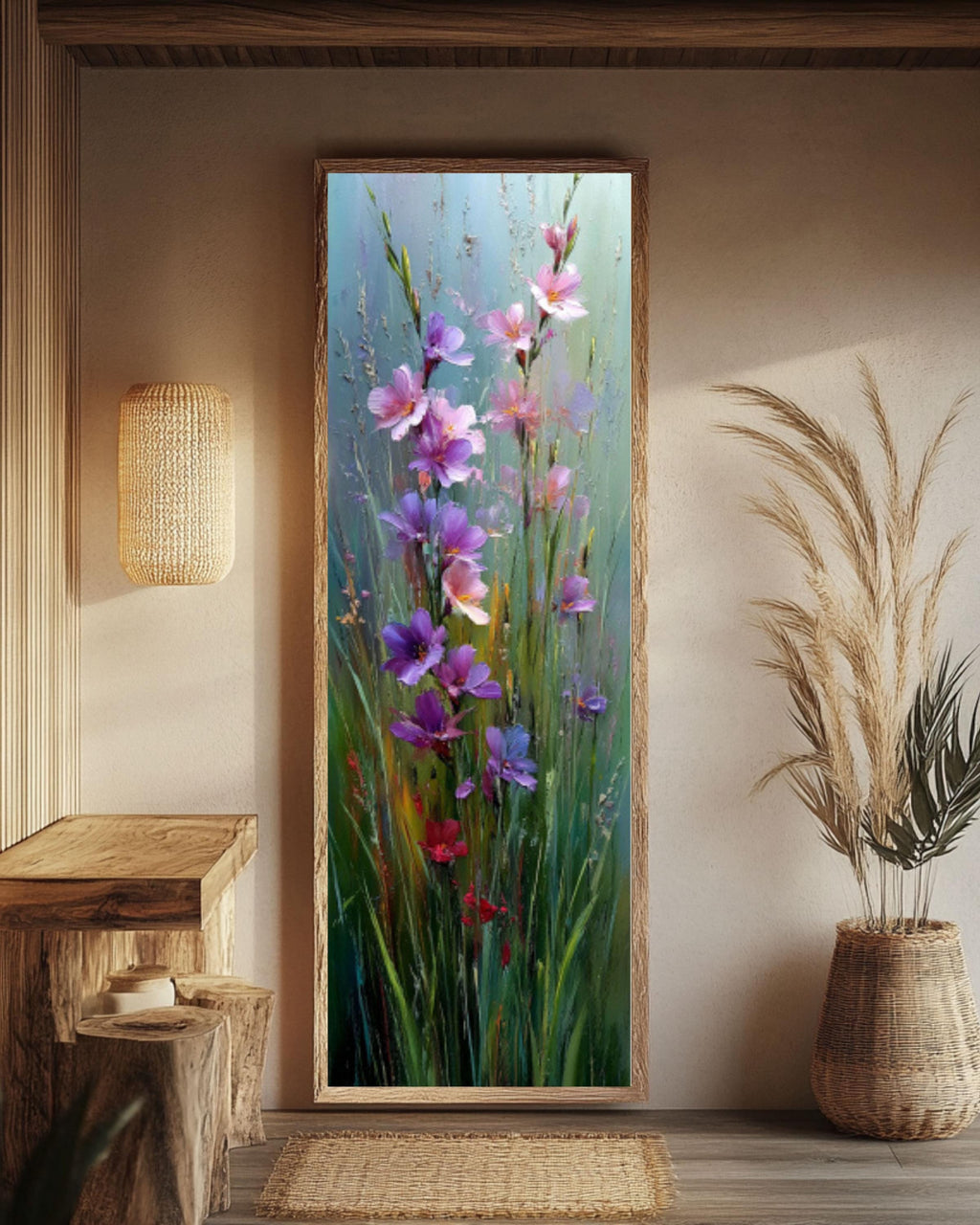 Impressionist Purple Wildflower Meadow Canvas Wall Art