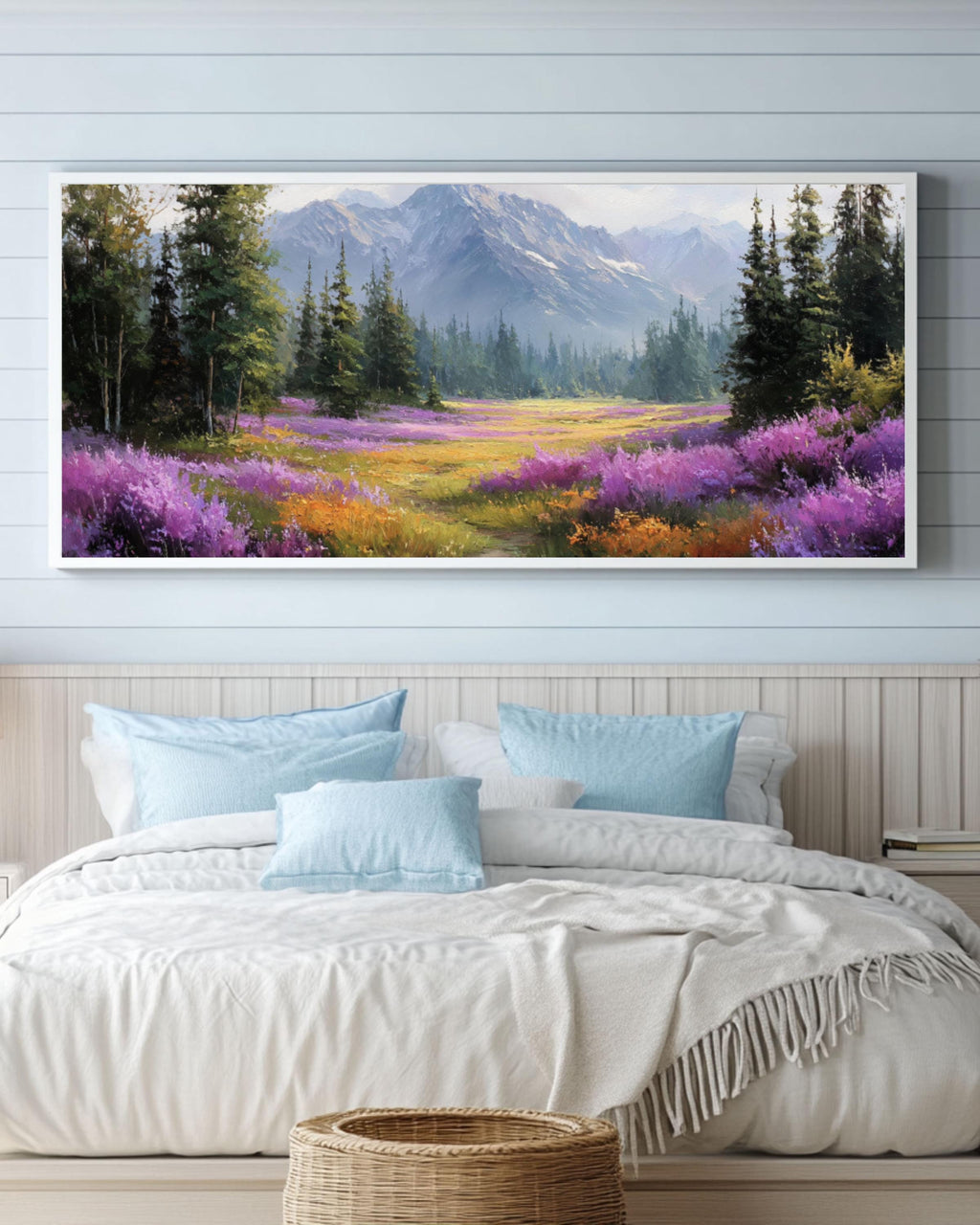 Alaskan Meadow Wildflower Landscape Canvas Art – Forest Path Painting