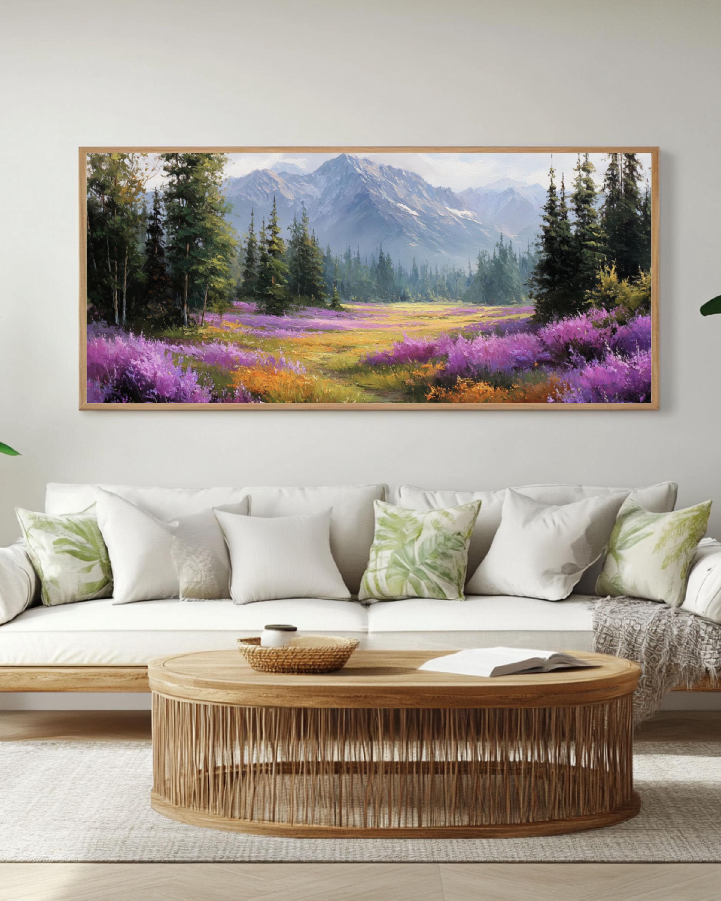 Alaskan Meadow Wildflower Landscape Canvas Art – Forest Path Painting