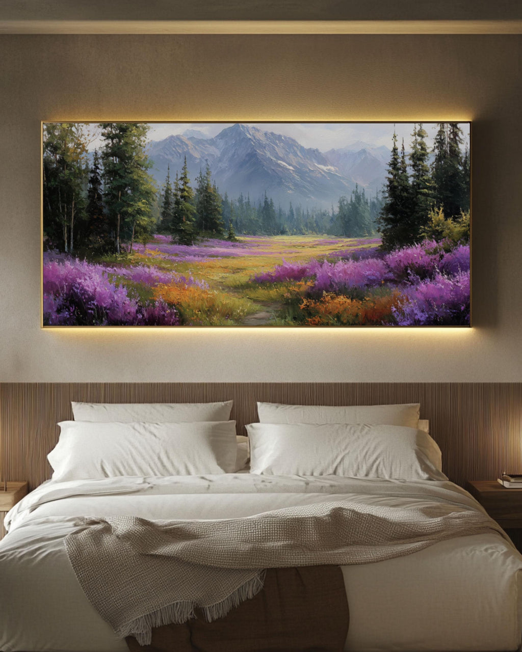 Alaskan Meadow Wildflower Landscape Canvas Art – Forest Path Painting