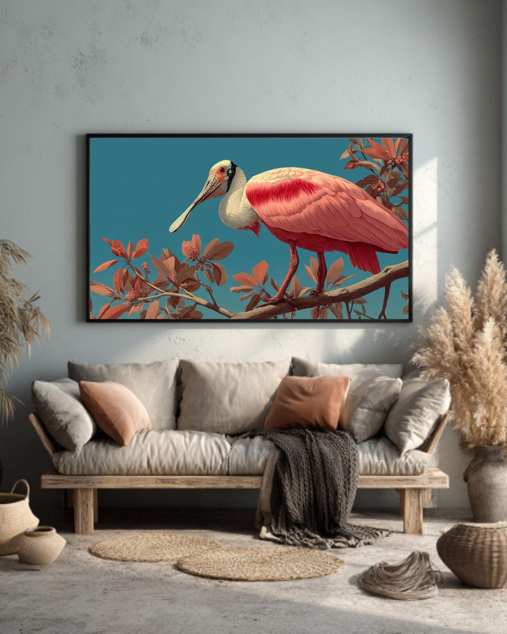 Roseate Spoonbill Vintage Bird Illustration Canvas Print – Audubon Style