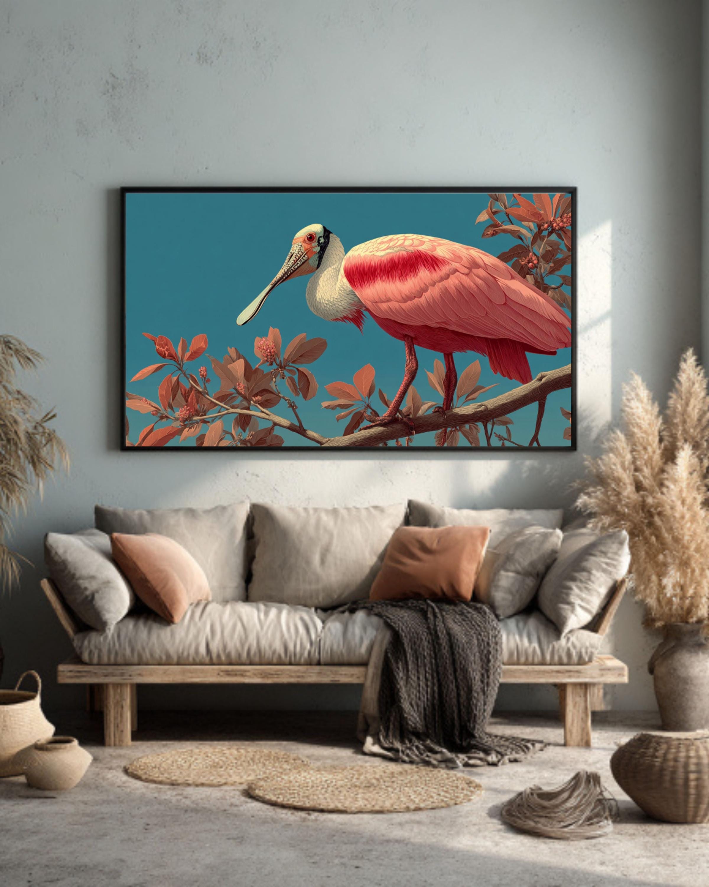 Roseate Spoonbill Vintage Bird Illustration Canvas Print – Audubon Style
