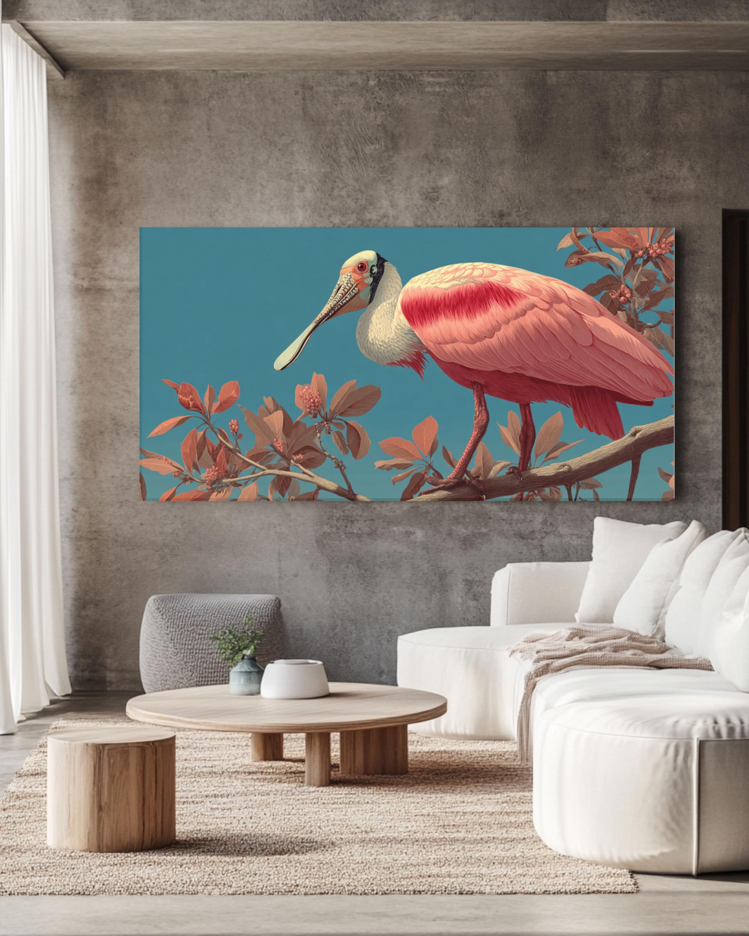 Roseate Spoonbill Vintage Bird Illustration Canvas Print – Audubon Style