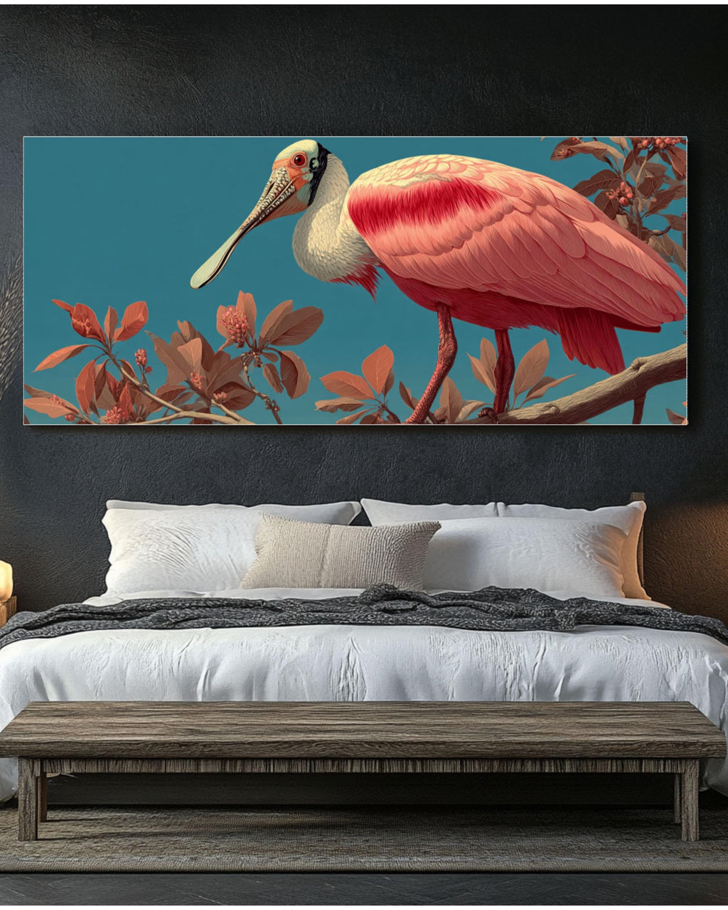 Roseate Spoonbill Vintage Bird Illustration Canvas Print – Audubon Style