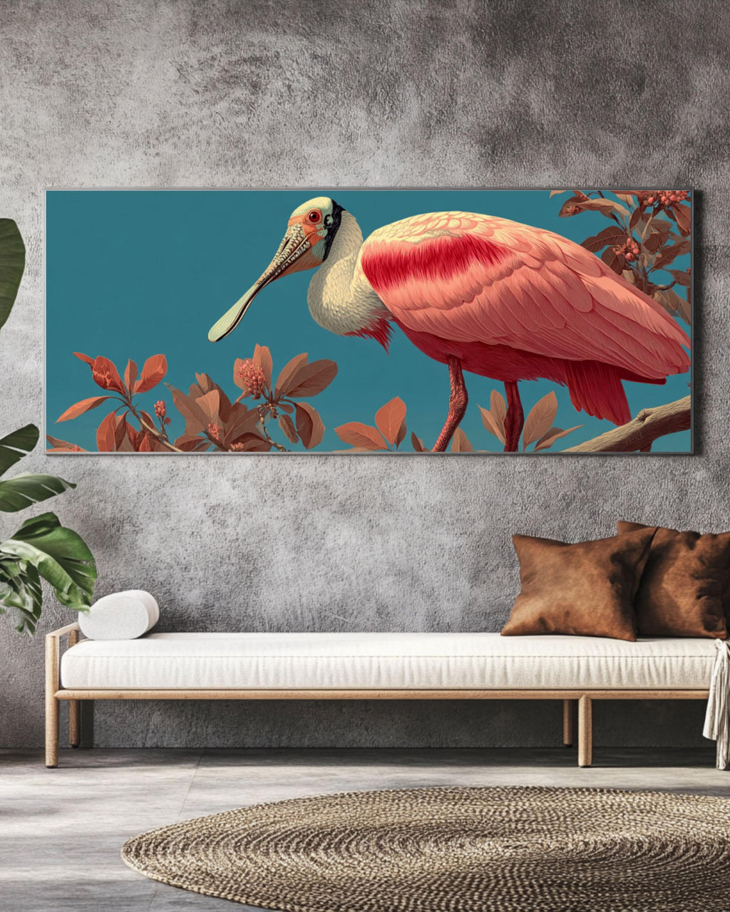 Roseate Spoonbill Vintage Bird Illustration Canvas Print – Audubon Style