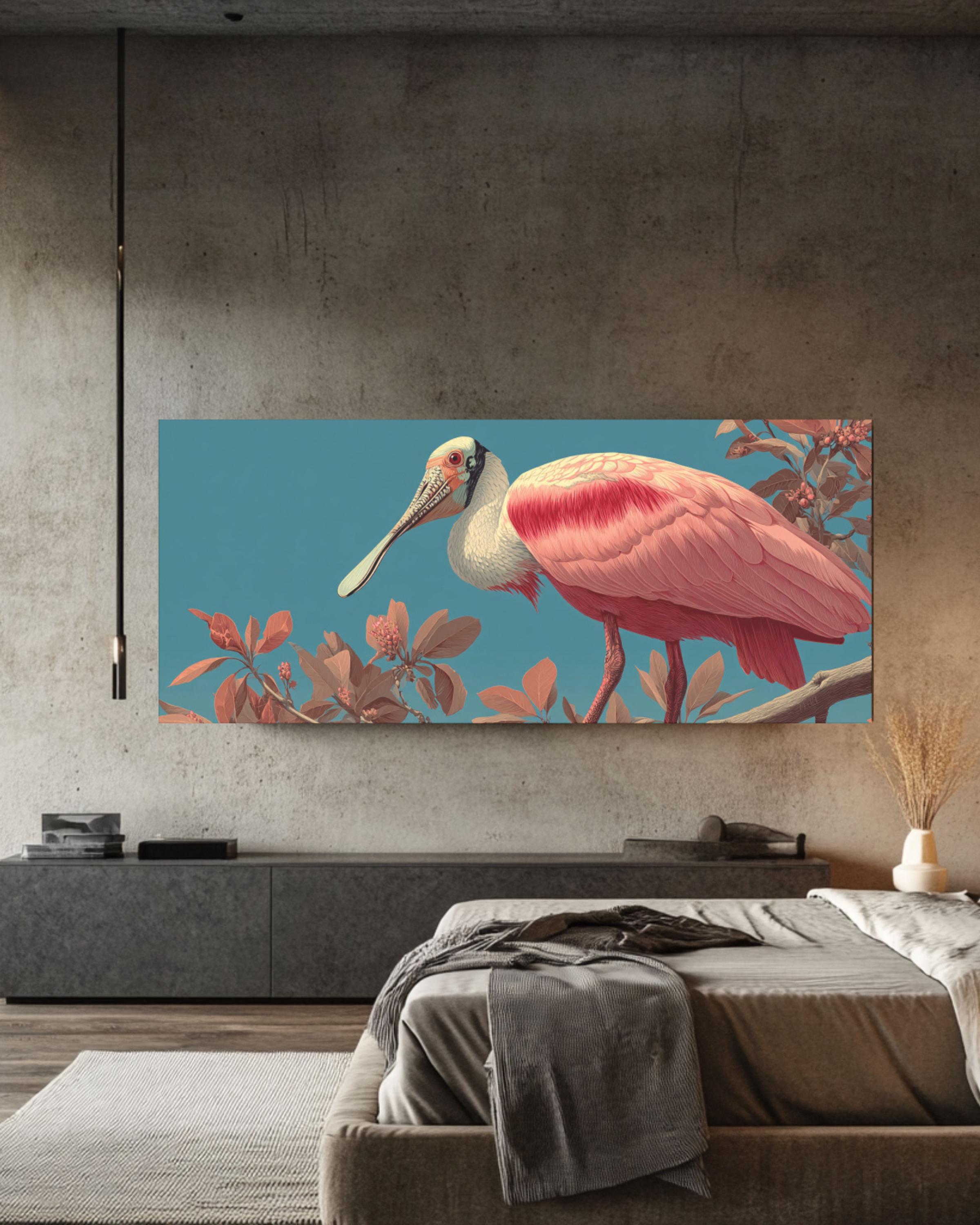 Roseate Spoonbill Vintage Bird Illustration Canvas Print – Audubon Style