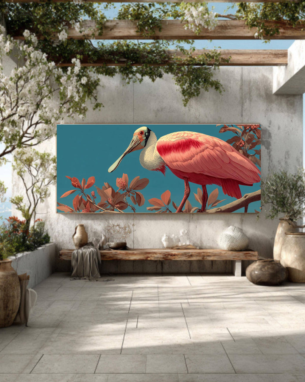 Roseate Spoonbill Vintage Bird Illustration Canvas Print – Audubon Style