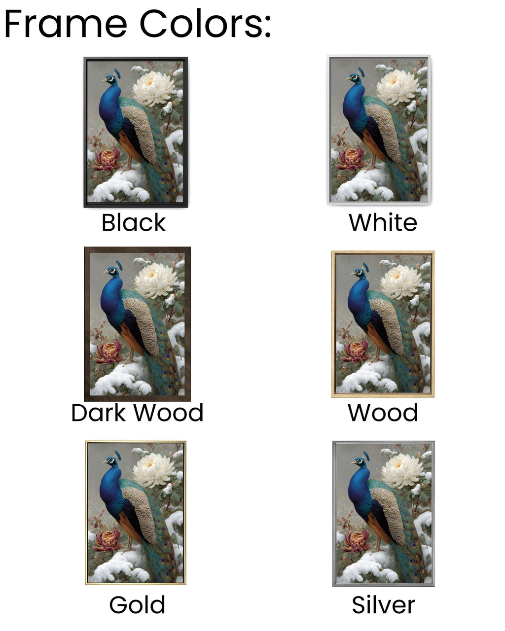 Peacock in Snow Floral Painting Canvas Wall Art – Chinese Style Art