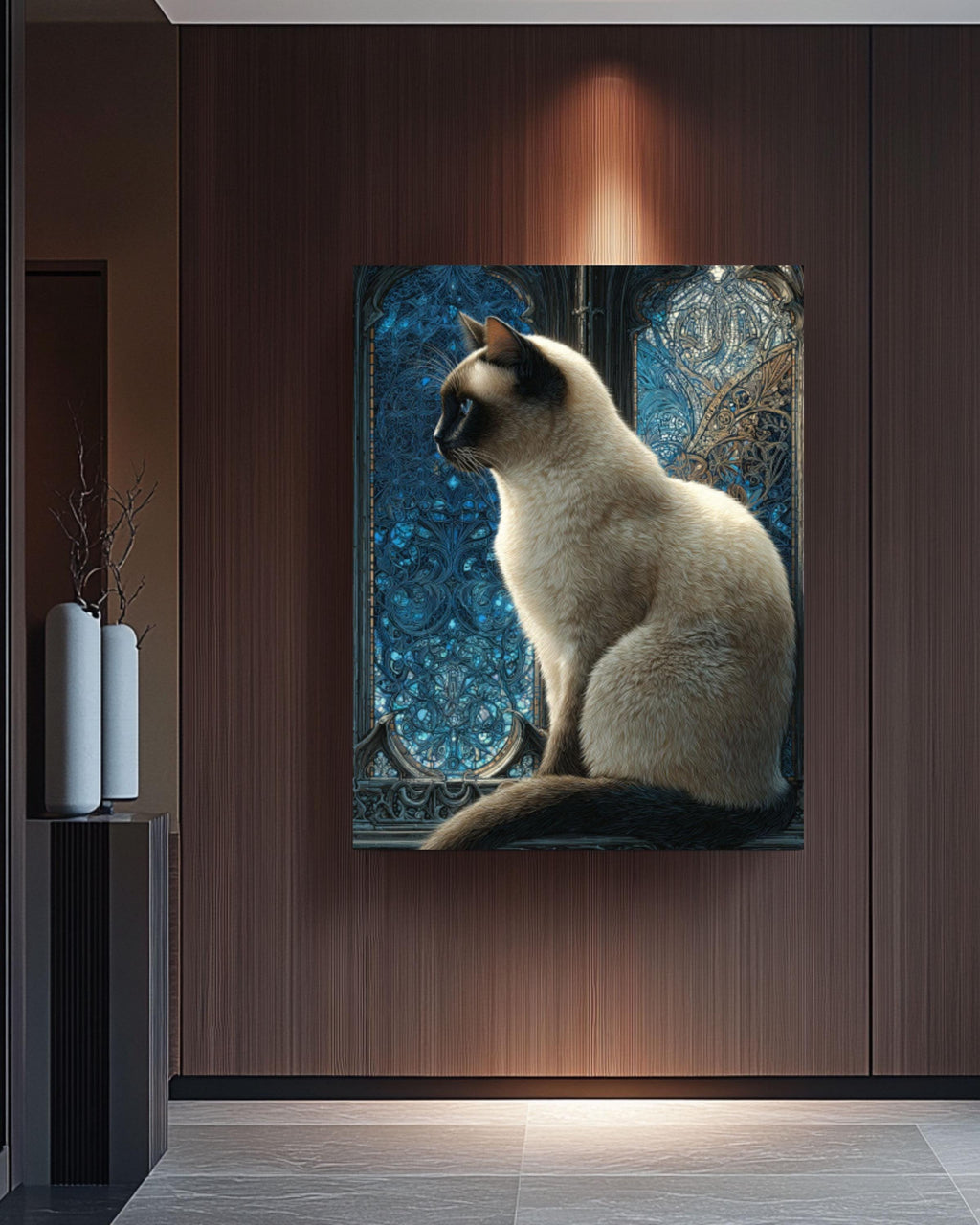 Victorian Siamese Cat Portrait Canvas Wall Art – Vintage Animal Painting