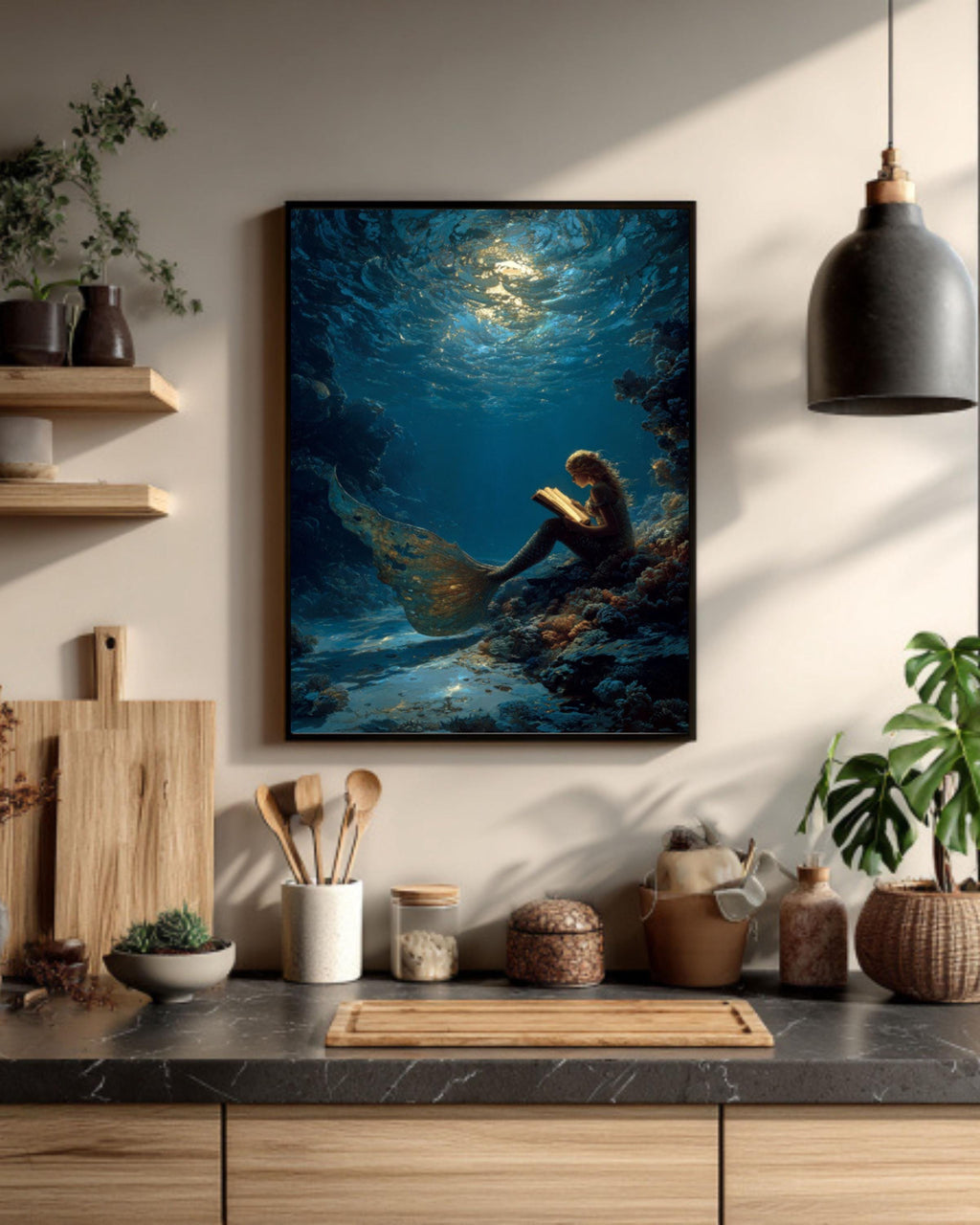Moonlight Mermaid Canvas Art | Fantasy Book Lover Wall Decor
