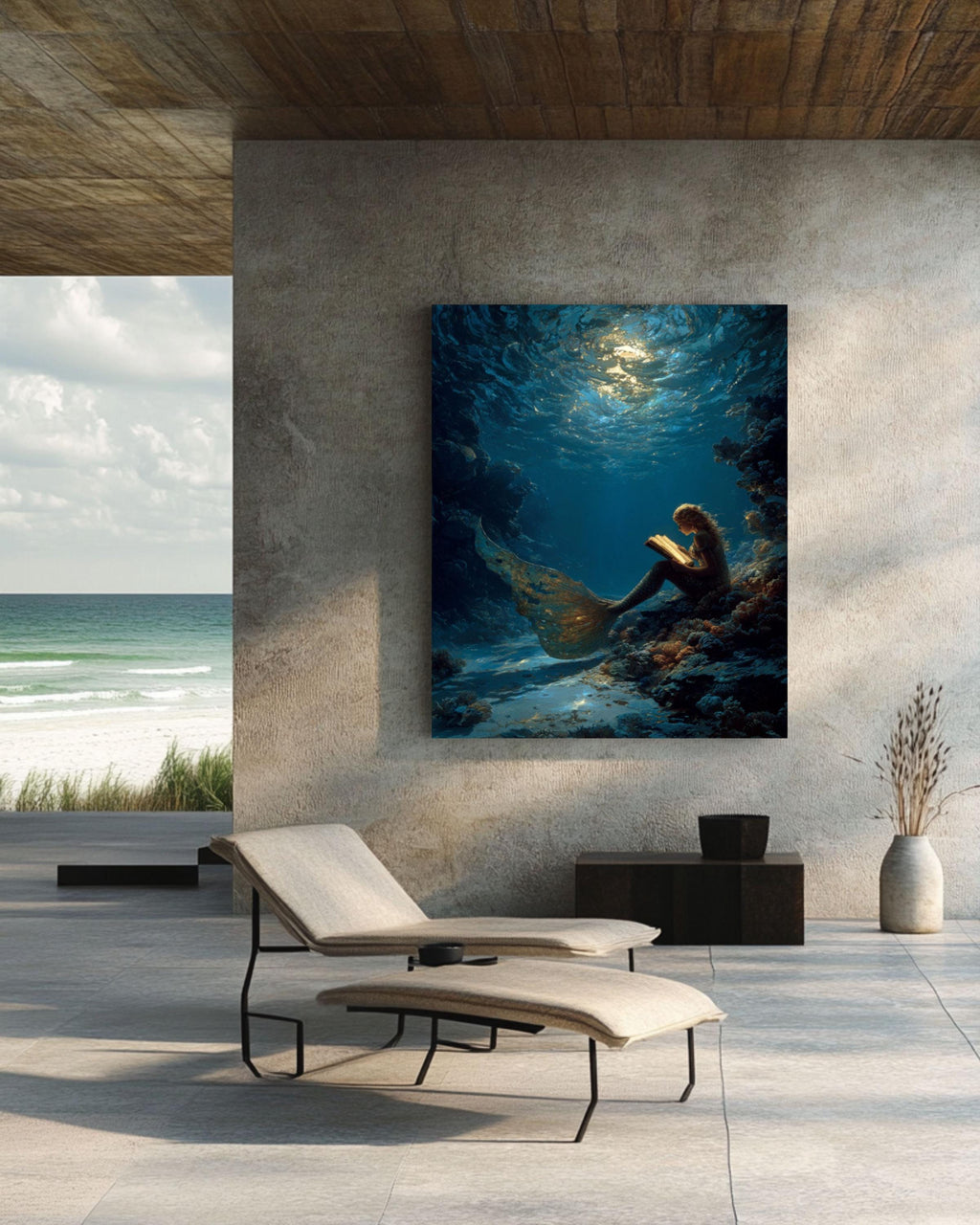 Moonlight Mermaid Canvas Art | Fantasy Book Lover Wall Decor