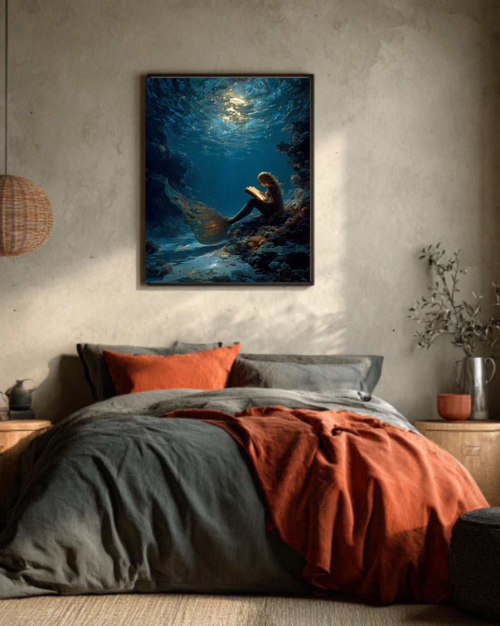 Moonlight Mermaid Canvas Art | Fantasy Book Lover Wall Decor