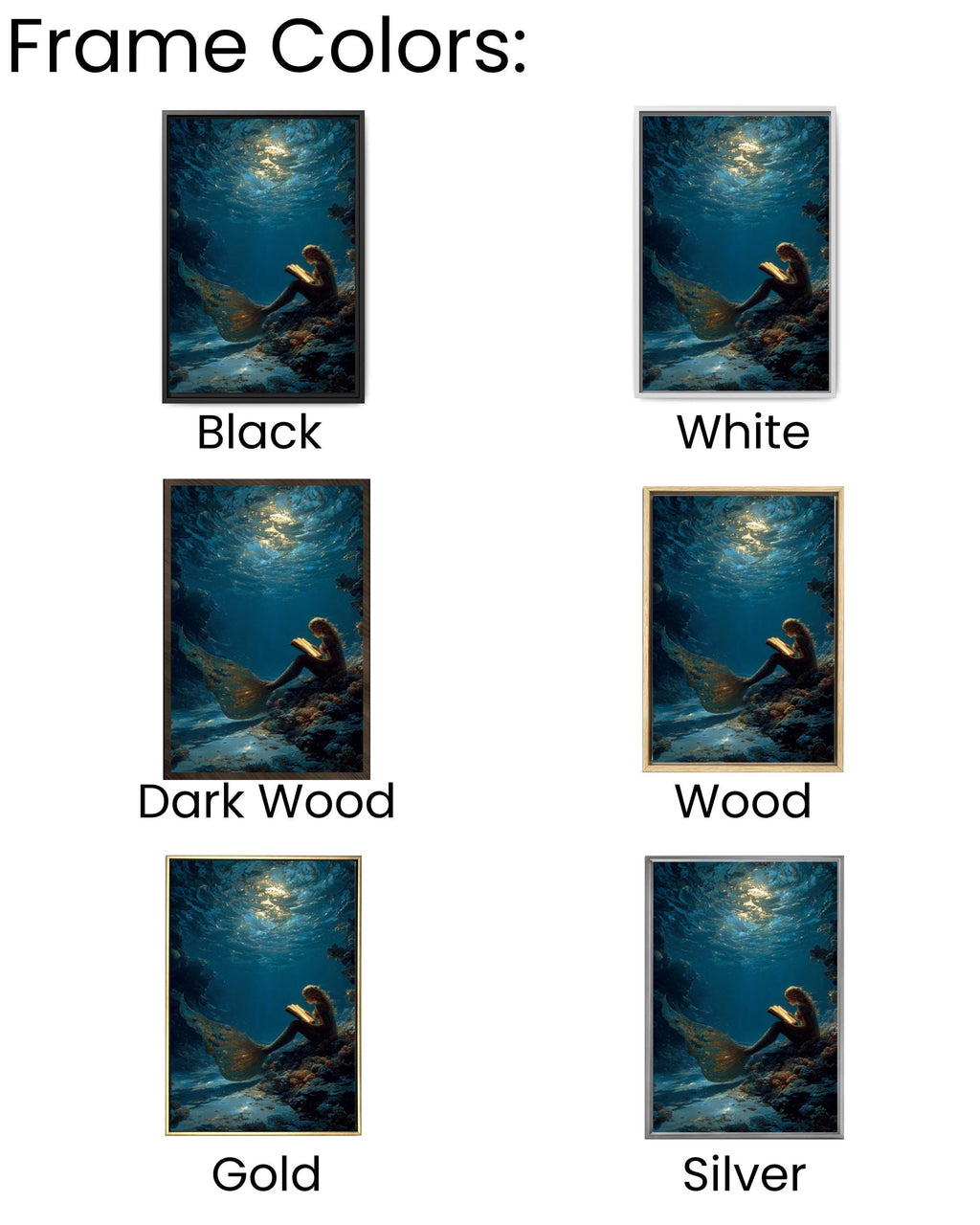 Moonlight Mermaid Canvas Art | Fantasy Book Lover Wall Decor