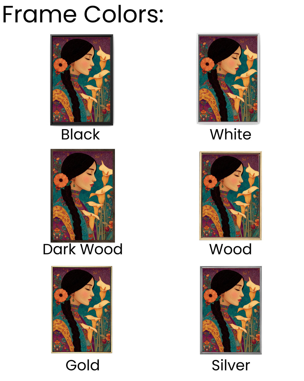 Mexican Woman Calla Lilies Canvas | Laurel Burch Style Latin Art