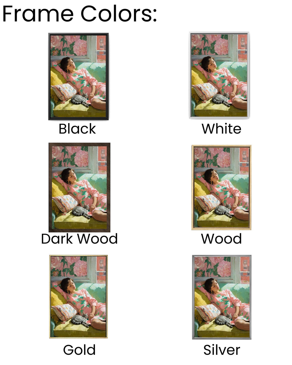 Matisse Inspired Woman and Cat Canvas Print – Pastel Modern Wall Art