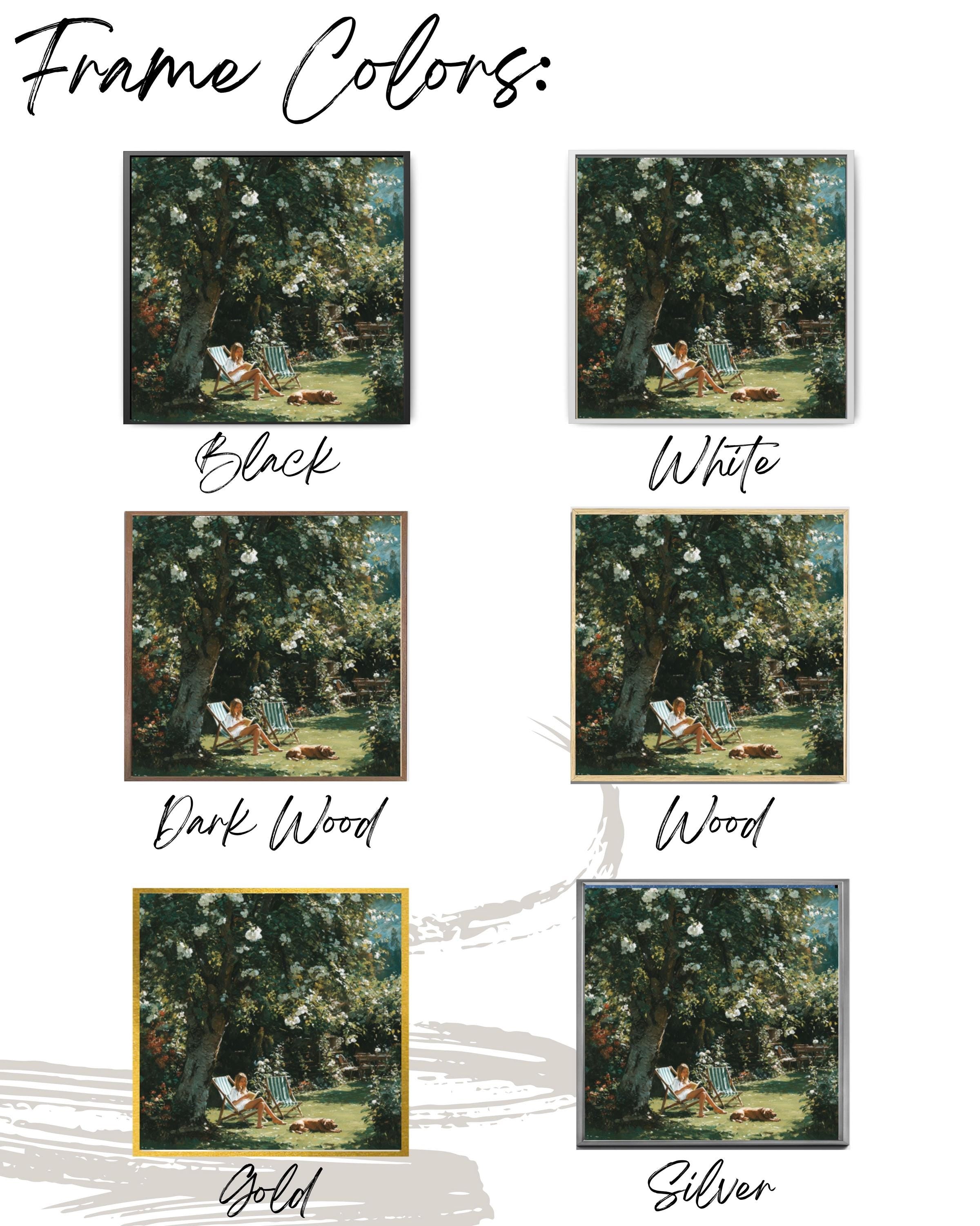 Woman Reading in Garden Canvas Art – White Roses Summer Painting