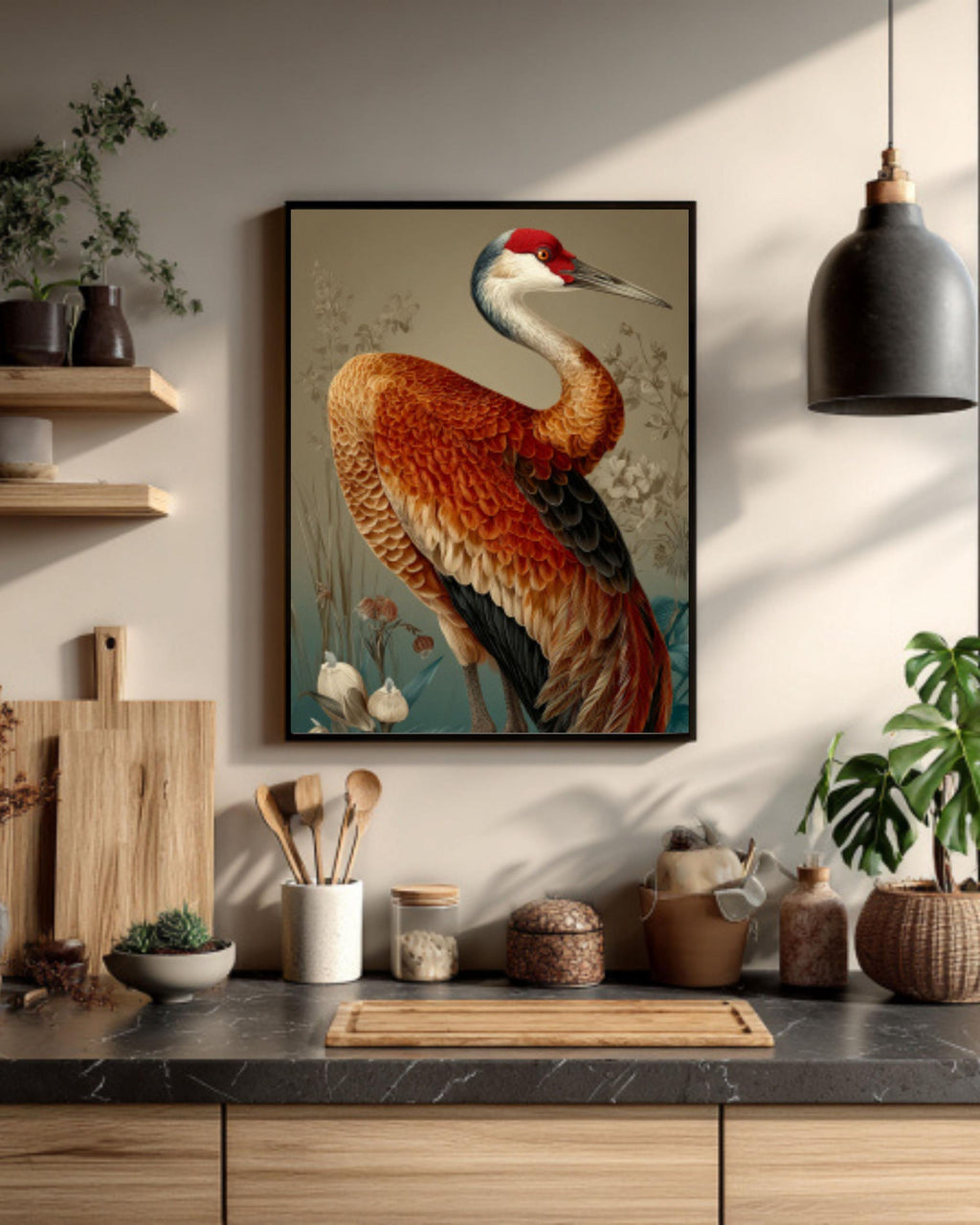 Sandhill Crane Vintage Bird Illustration – Audubon Style Wall Art Print