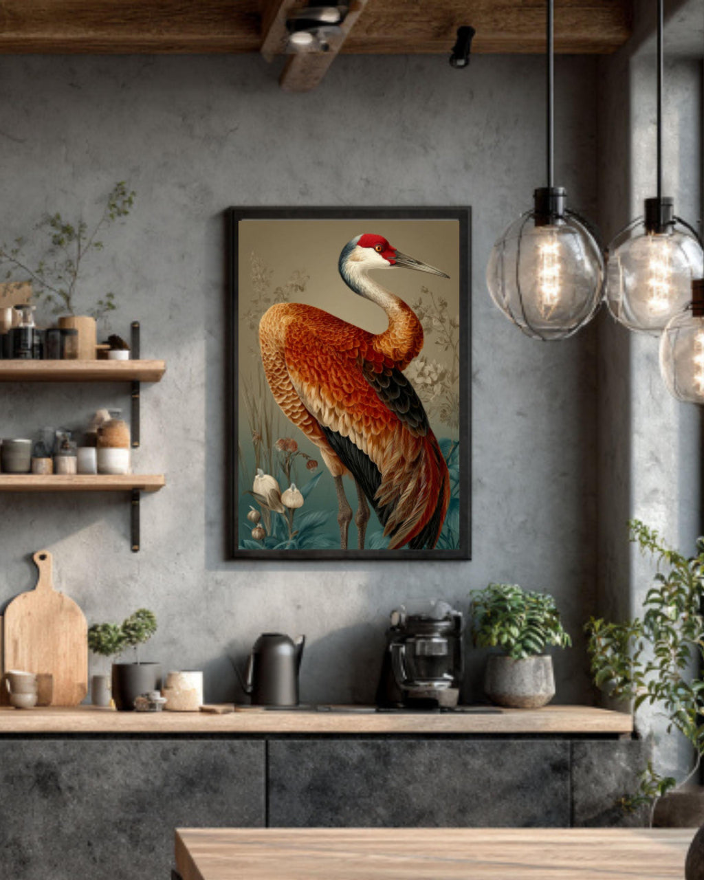 Sandhill Crane Vintage Bird Illustration – Audubon Style Wall Art Print