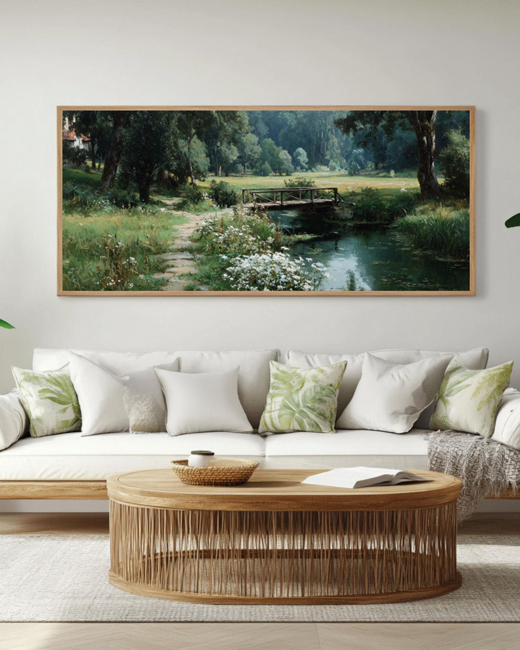 Pavlovsky Park Summer Landscape Canvas Print – Wooden Bridge Garden Scene