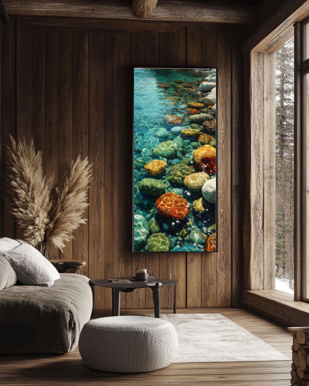 Wet Stones Water Ripple Wall Art – Realistic Nature Canvas Print